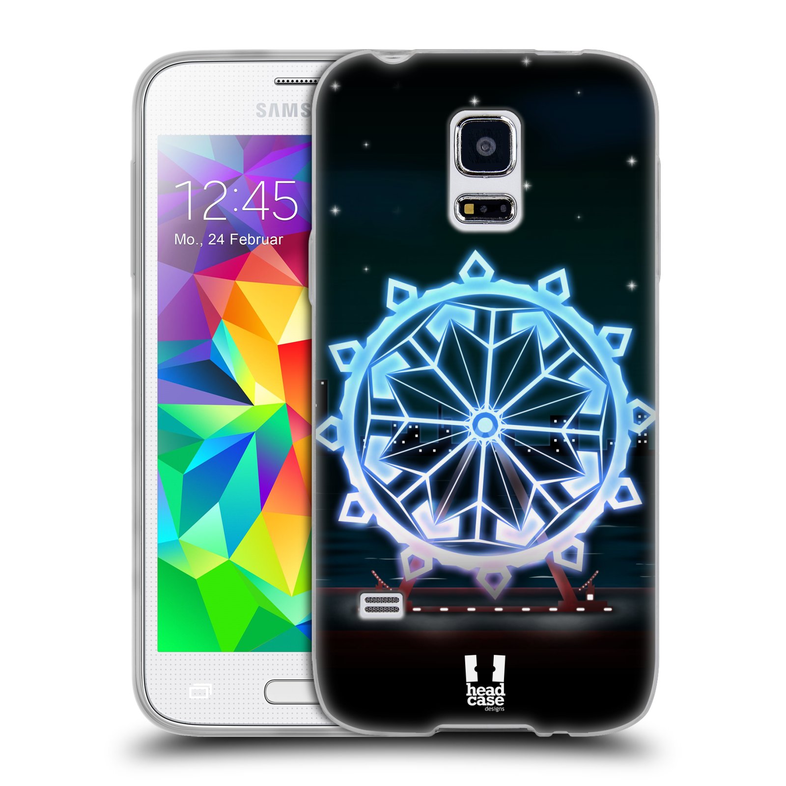 HEAD CASE silikonový obal na mobil Samsung Galaxy S5 MINI vzor Sněžné vločky modrá kolo