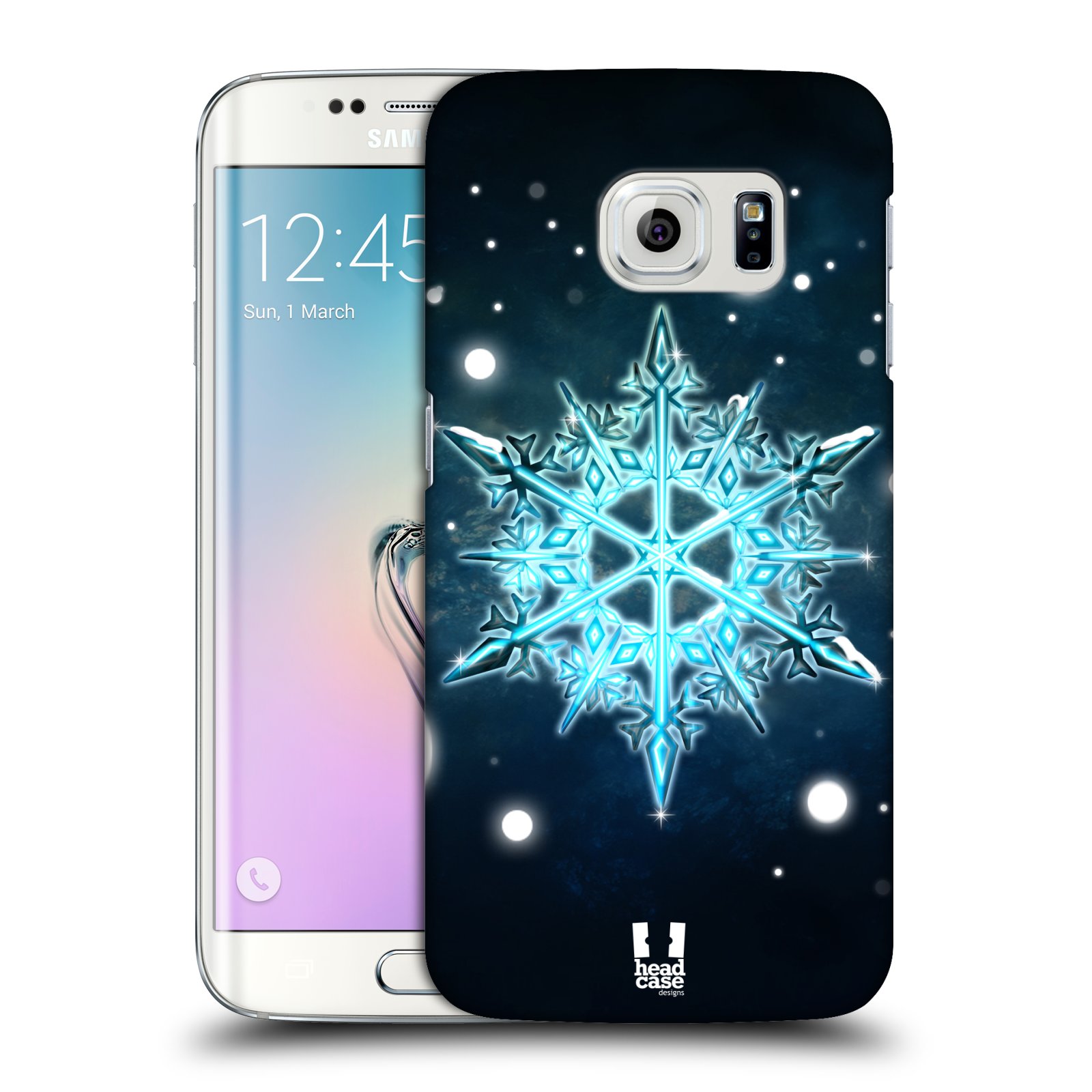 HEAD CASE plastový obal na mobil SAMSUNG Galaxy S6 EDGE (G9250, G925, G925F) vzor Sněžné vločky modrá tyrkys