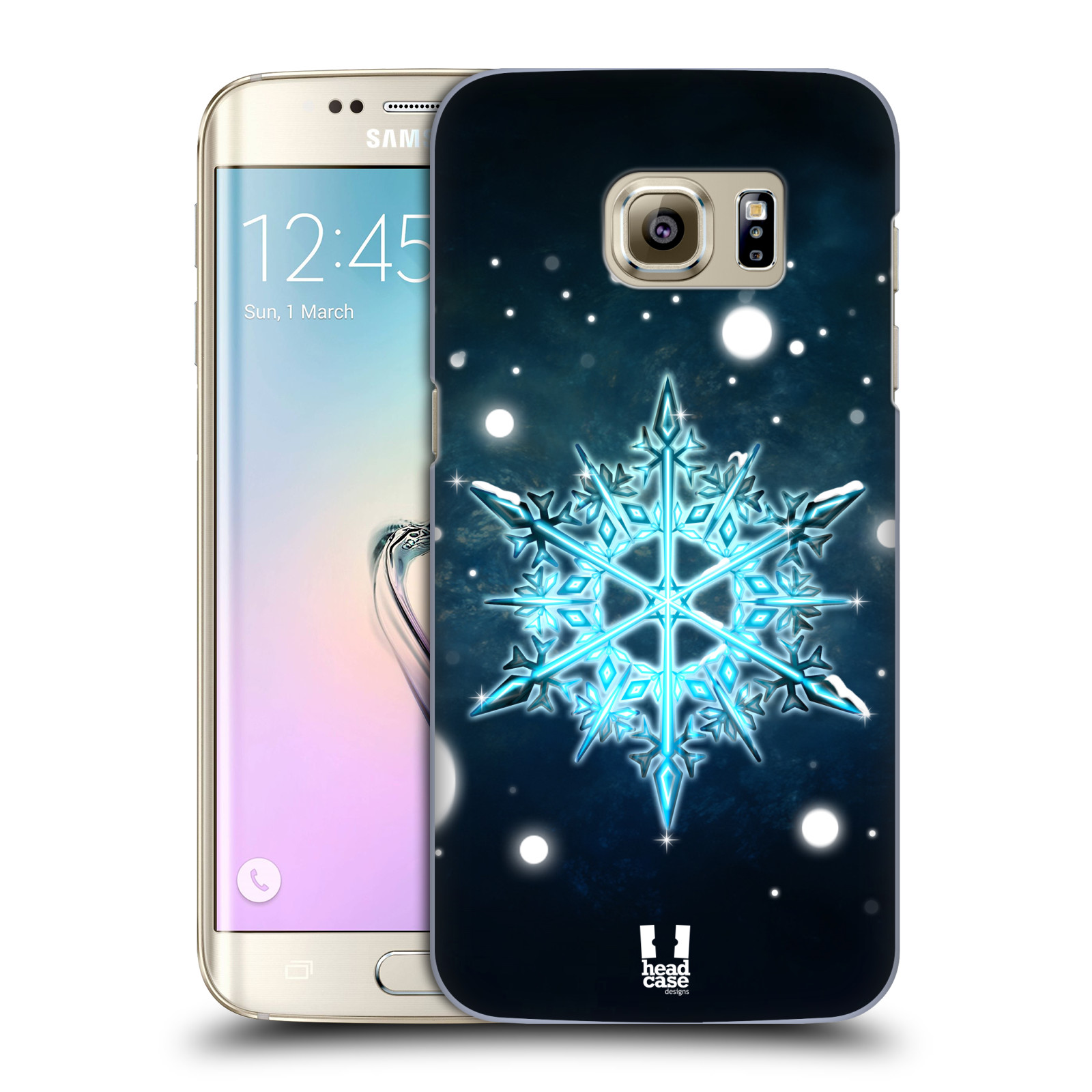 HEAD CASE plastový obal na mobil SAMSUNG GALAXY S7 EDGE vzor Sněžné vločky modrá tyrkys