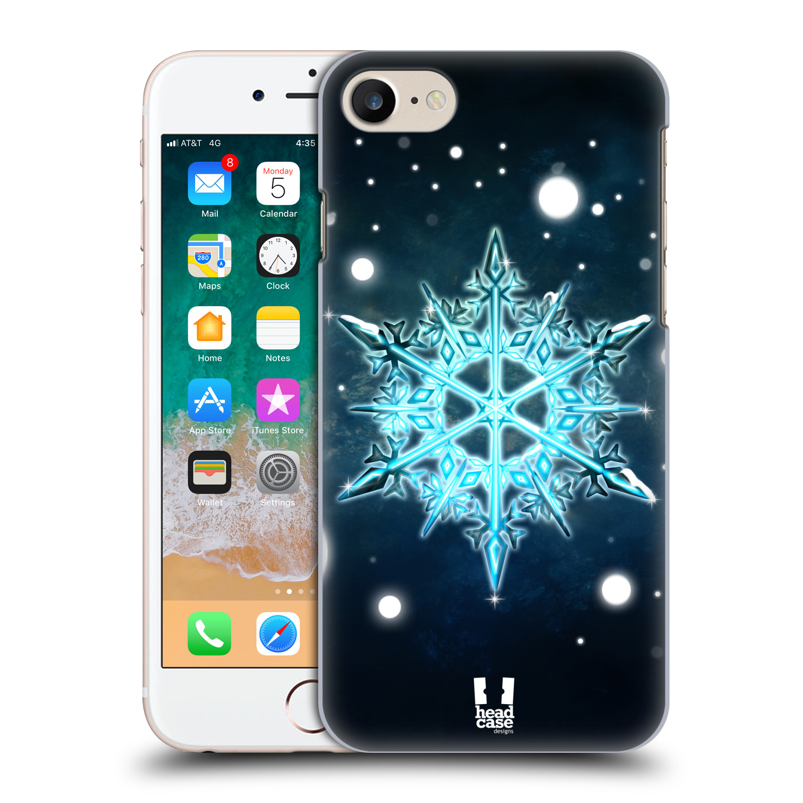 HEAD CASE plastový obal na mobil Apple Iphone 7 vzor Sněžné vločky modrá tyrkys