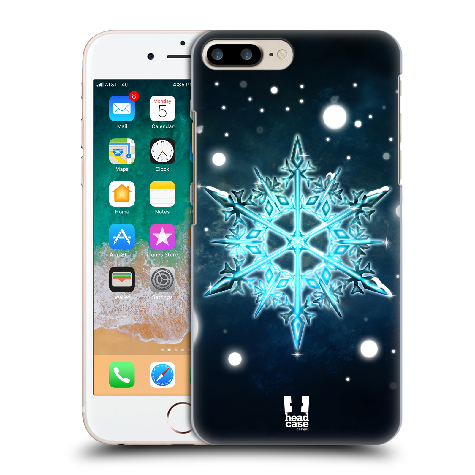 HEAD CASE plastový obal na mobil Apple Iphone 7 PLUS vzor Sněžné vločky modrá tyrkys