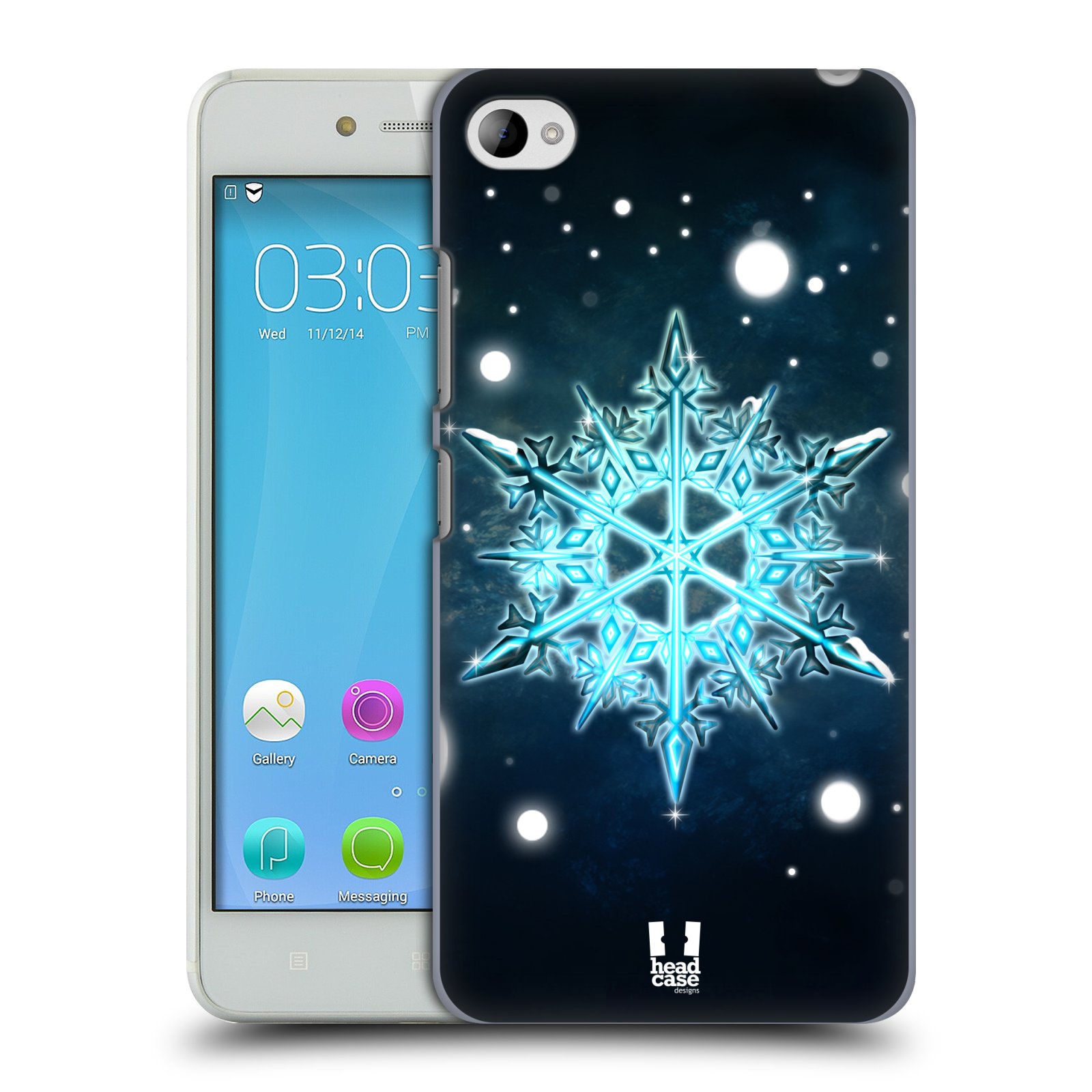 HEAD CASE pevný plastový obal na mobil LENOVO S90 vzor Sněžné vločky modrá tyrkys