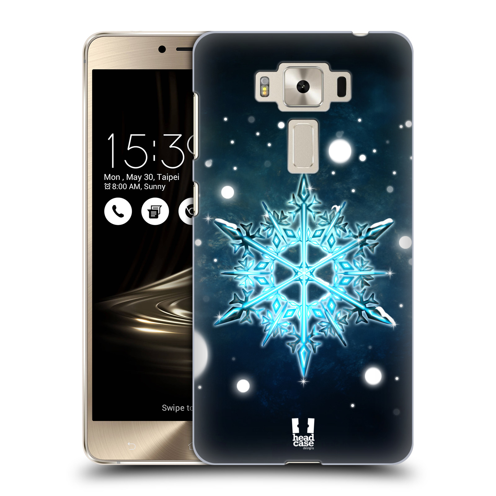 HEAD CASE plastový obal na mobil Asus Zenfone 3 DELUXE ZS550KL vzor Sněžné vločky modrá tyrkys