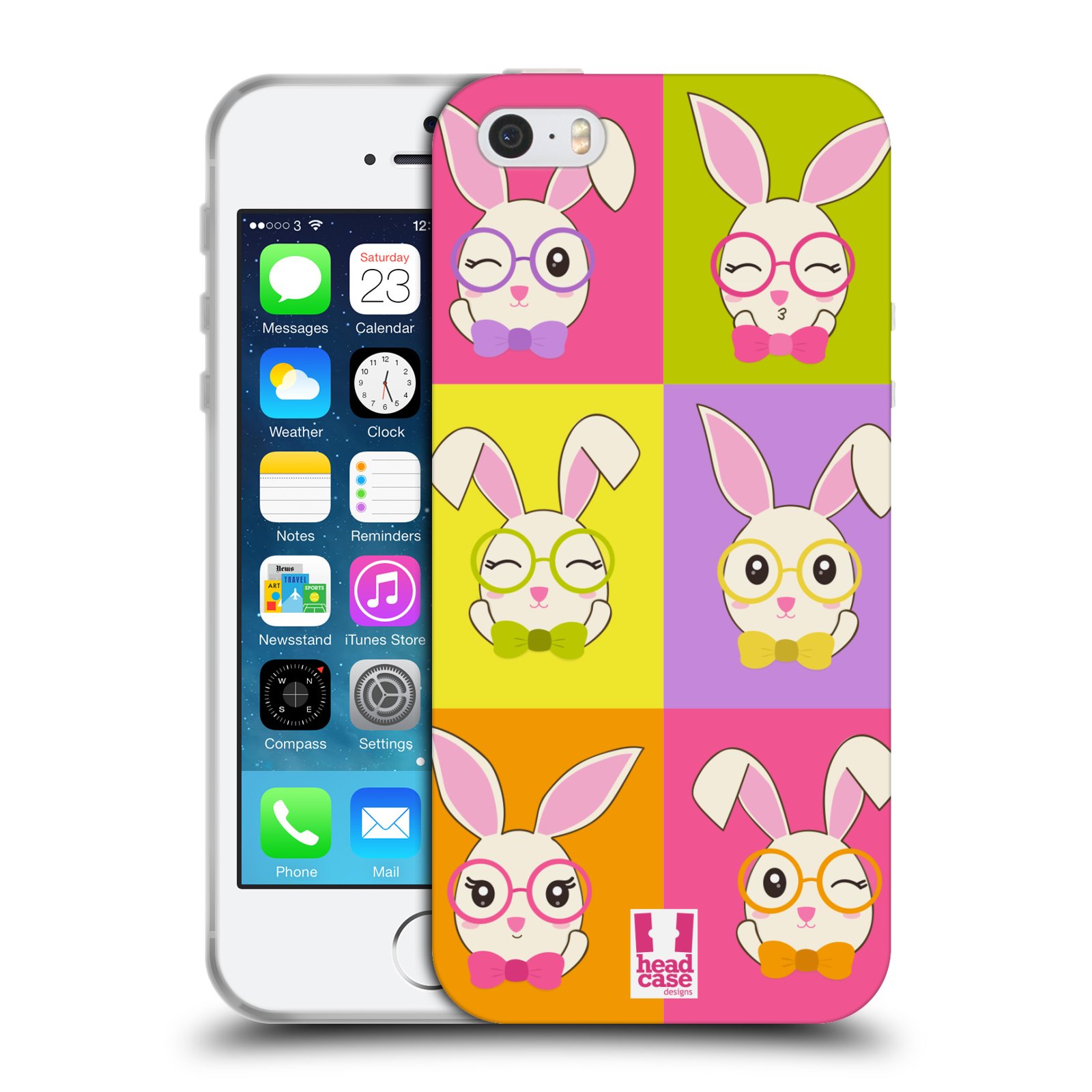 HEAD CASE silikonový obal na mobil Apple Iphone 5/5S vzor Barevní zajíčci PORTRÉT