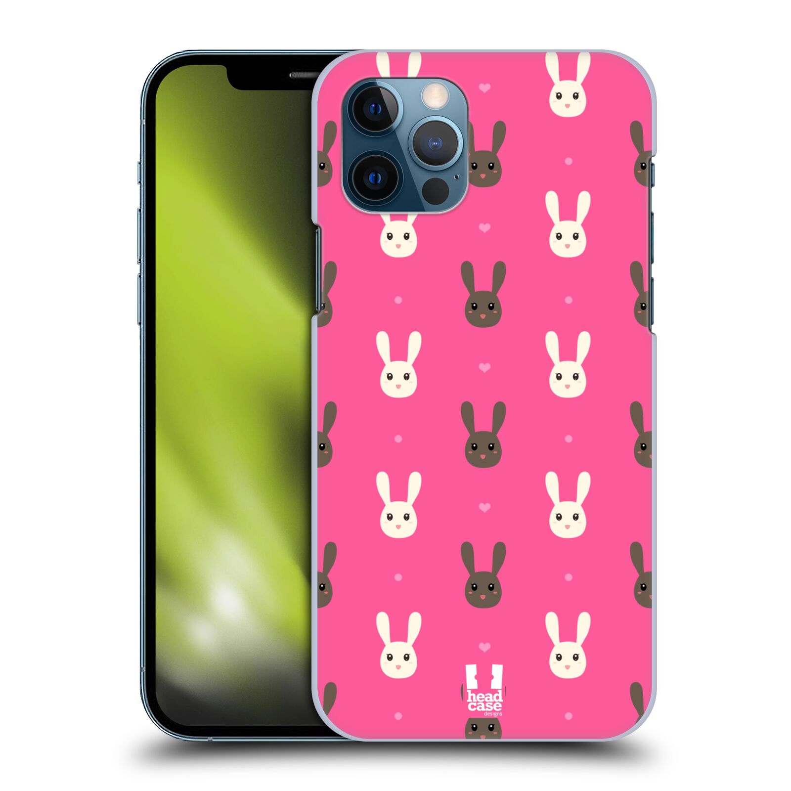 HEAD CASE plastový obal na mobil Apple Iphone 12 / Iphone 12 PRO vzor Barevní zajíčci RŮŽOVÁ hnědý a bílý králíček