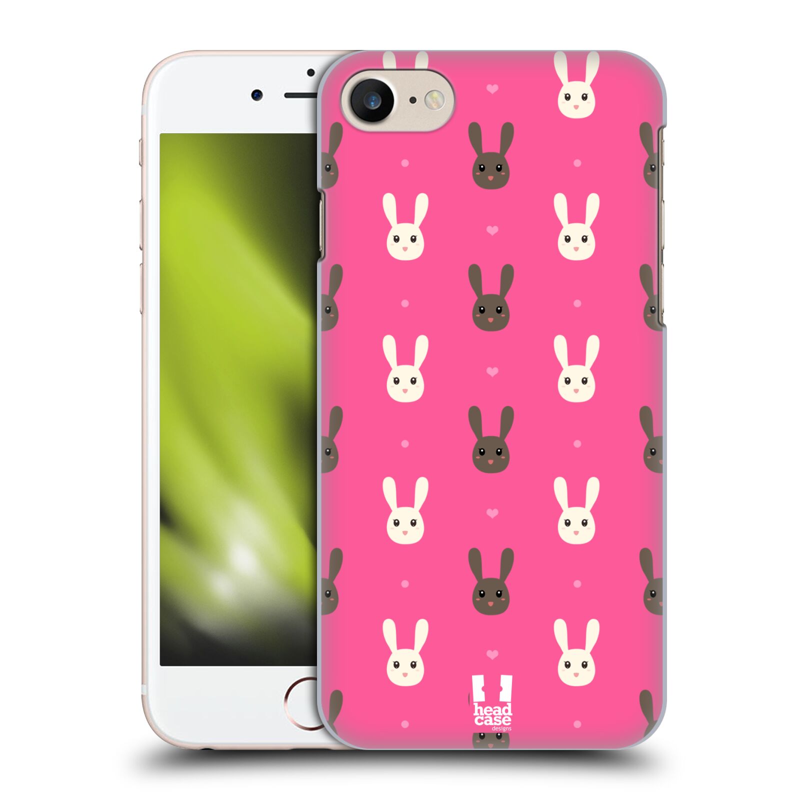 HEAD CASE plastový obal na mobil Apple Iphone 7 vzor Barevní zajíčci RŮŽOVÁ hnědý a bílý králíček
