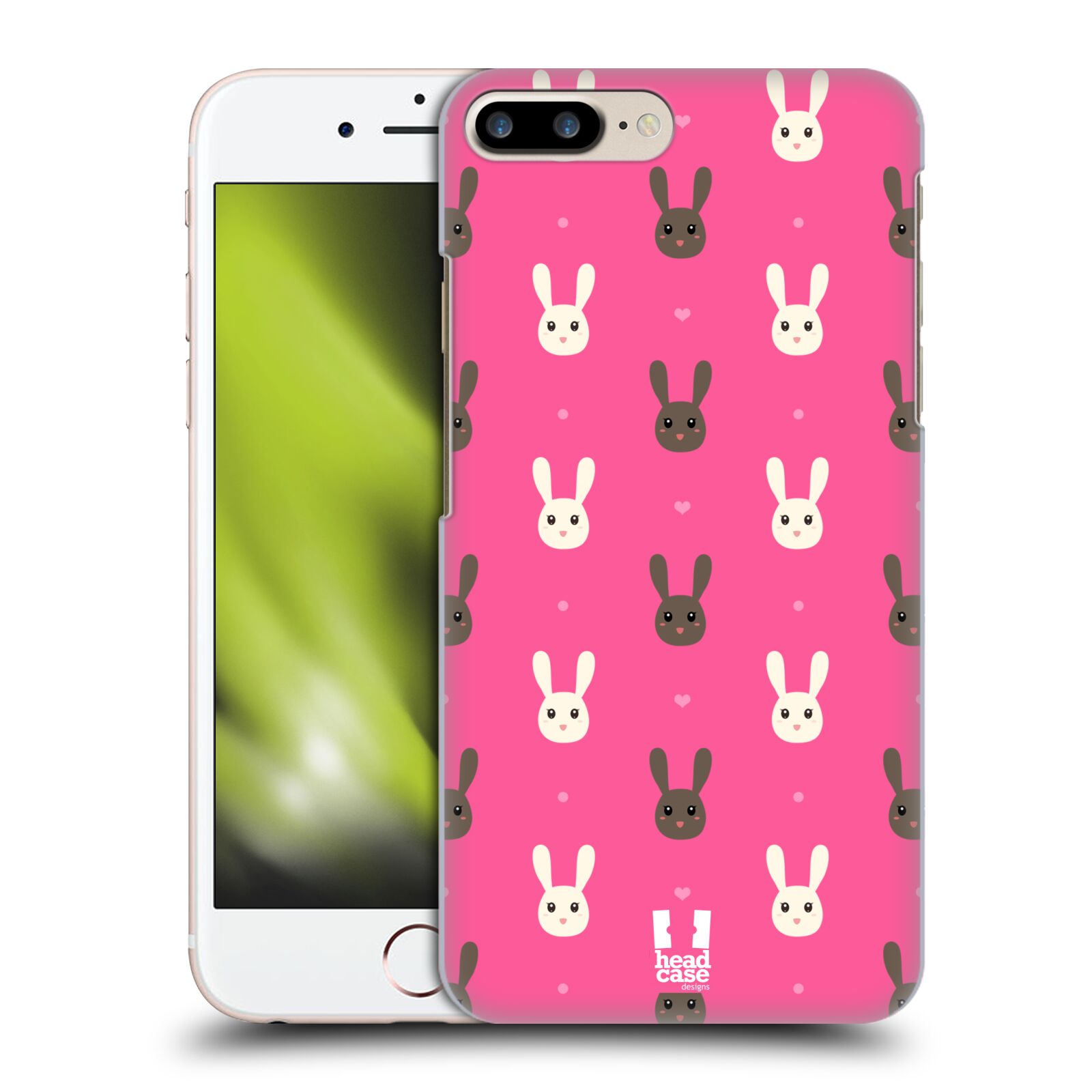 HEAD CASE plastový obal na mobil Apple Iphone 7 PLUS vzor Barevní zajíčci RŮŽOVÁ hnědý a bílý králíček