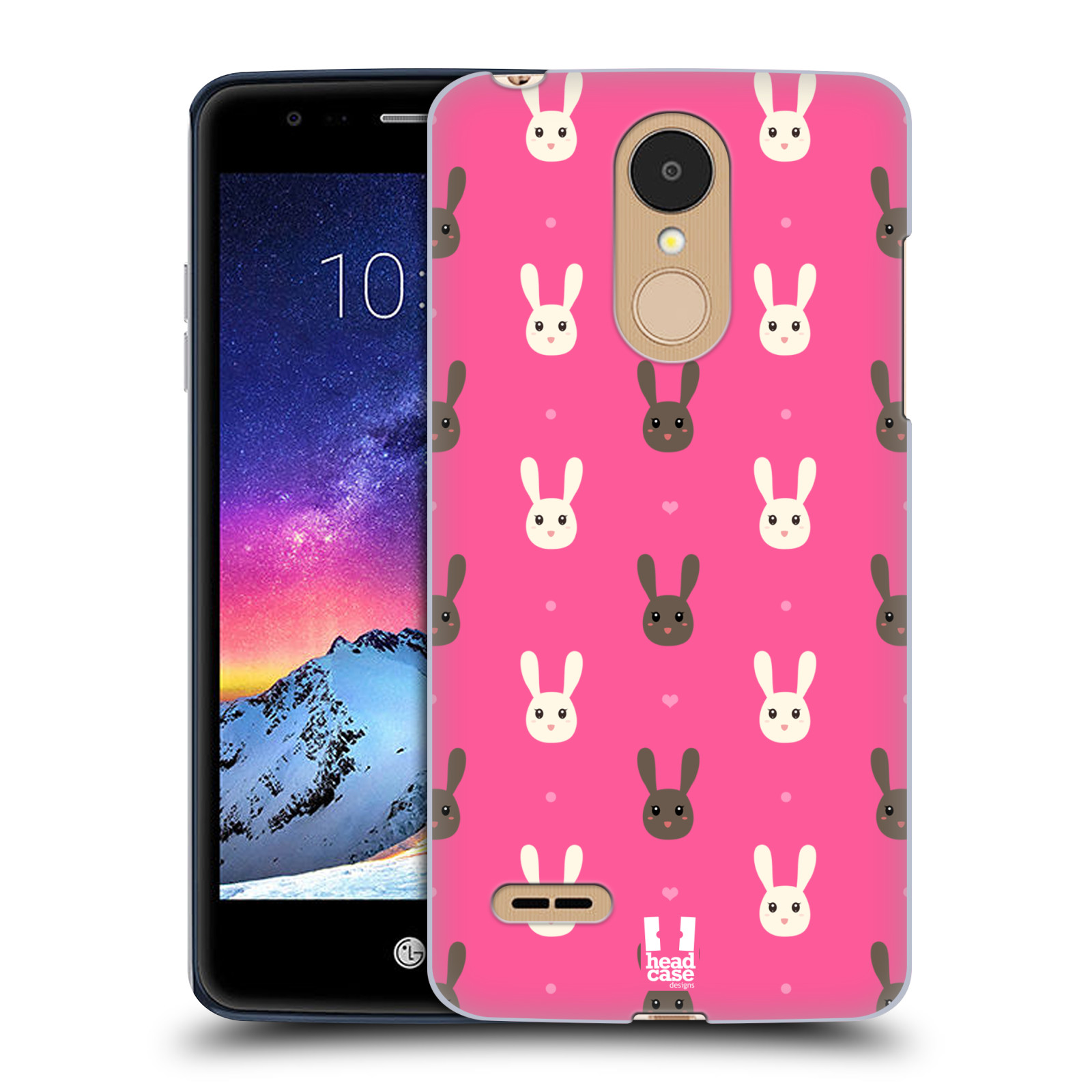 HEAD CASE plastový obal na mobil LG K9 / K8 2018 vzor Barevní zajíčci RŮŽOVÁ hnědý a bílý králíček