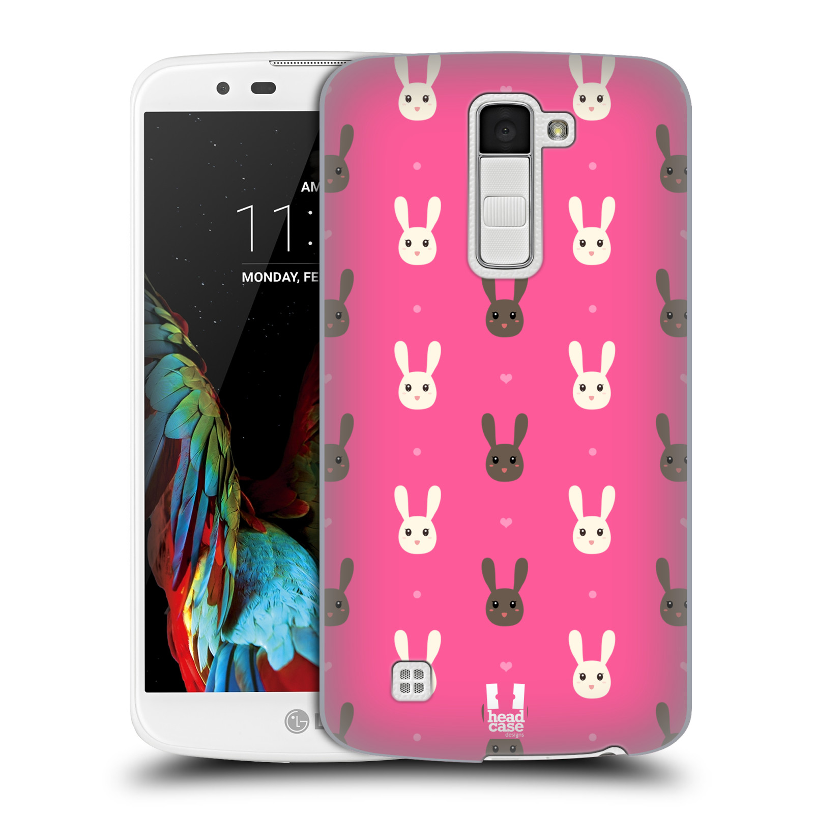HEAD CASE plastový obal na mobil LG K10 vzor Barevní zajíčci RŮŽOVÁ hnědý a bílý králíček