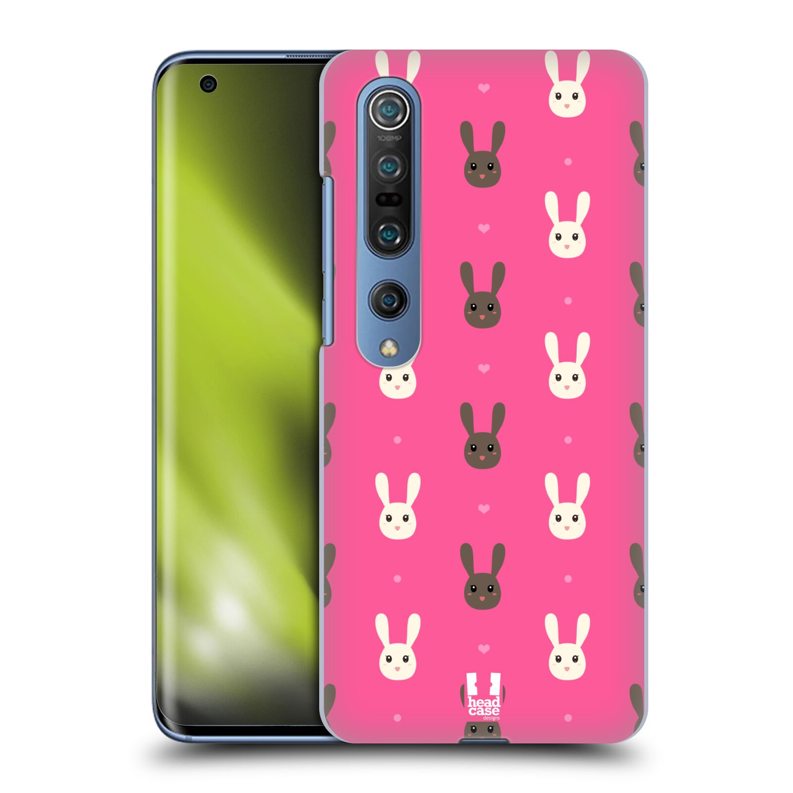 HEAD CASE plastový obal na mobil Xiaomi Mi 10 vzor Barevní zajíčci RŮŽOVÁ hnědý a bílý králíček
