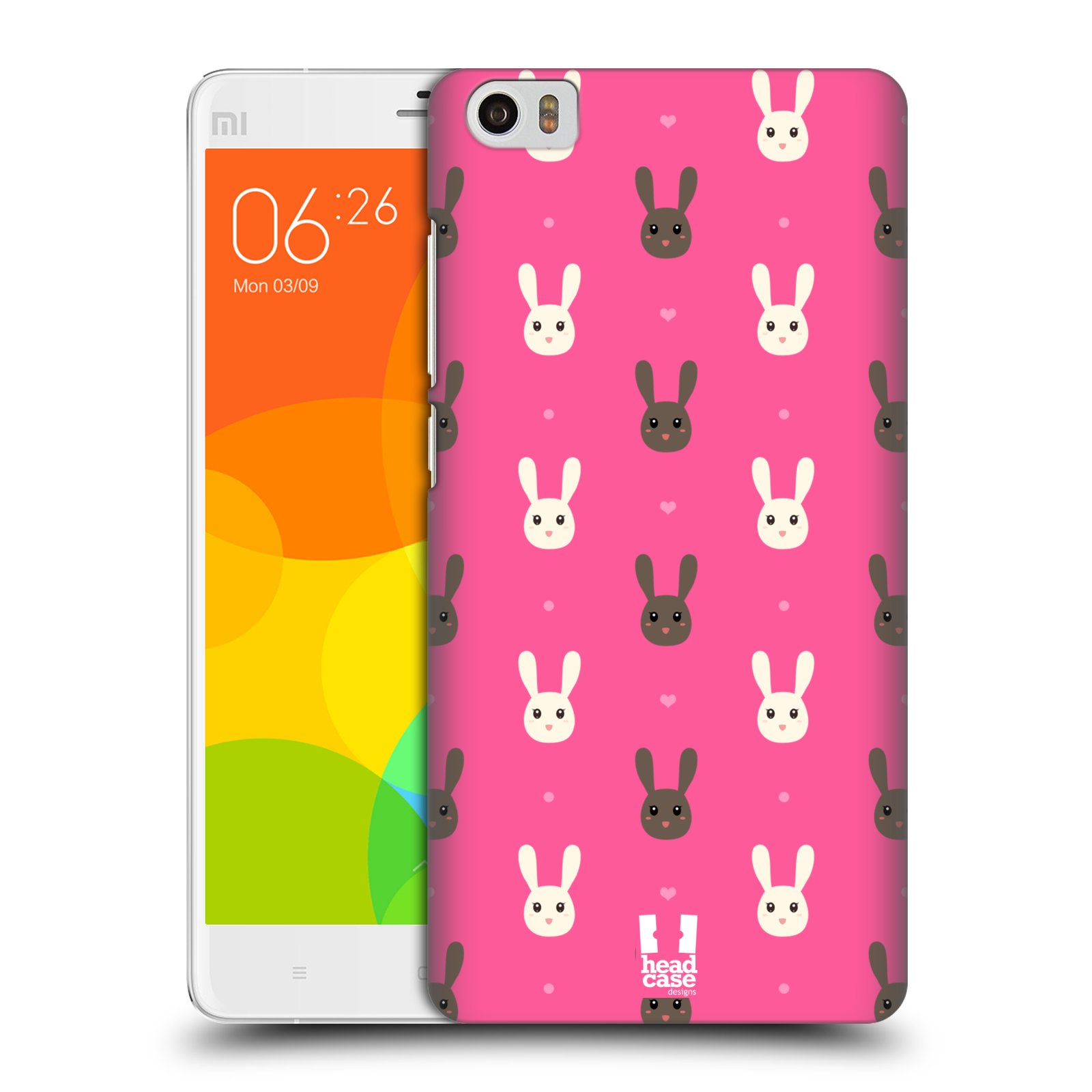 HEAD CASE pevný plastový obal na mobil XIAOMI Mi Note vzor Barevní zajíčci RŮŽOVÁ hnědý a bílý králíček