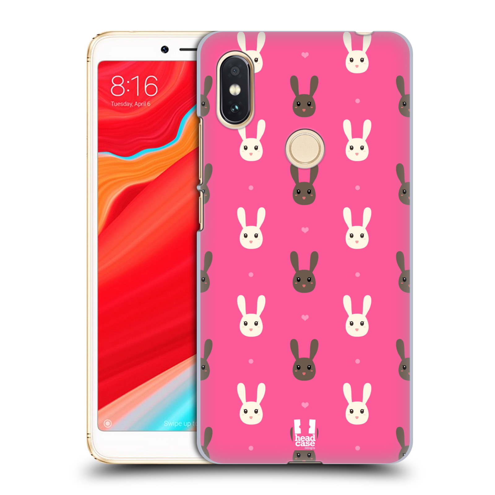 HEAD CASE plastový obal na mobil Xiaomi Redmi S2 vzor Barevní zajíčci RŮŽOVÁ hnědý a bílý králíček
