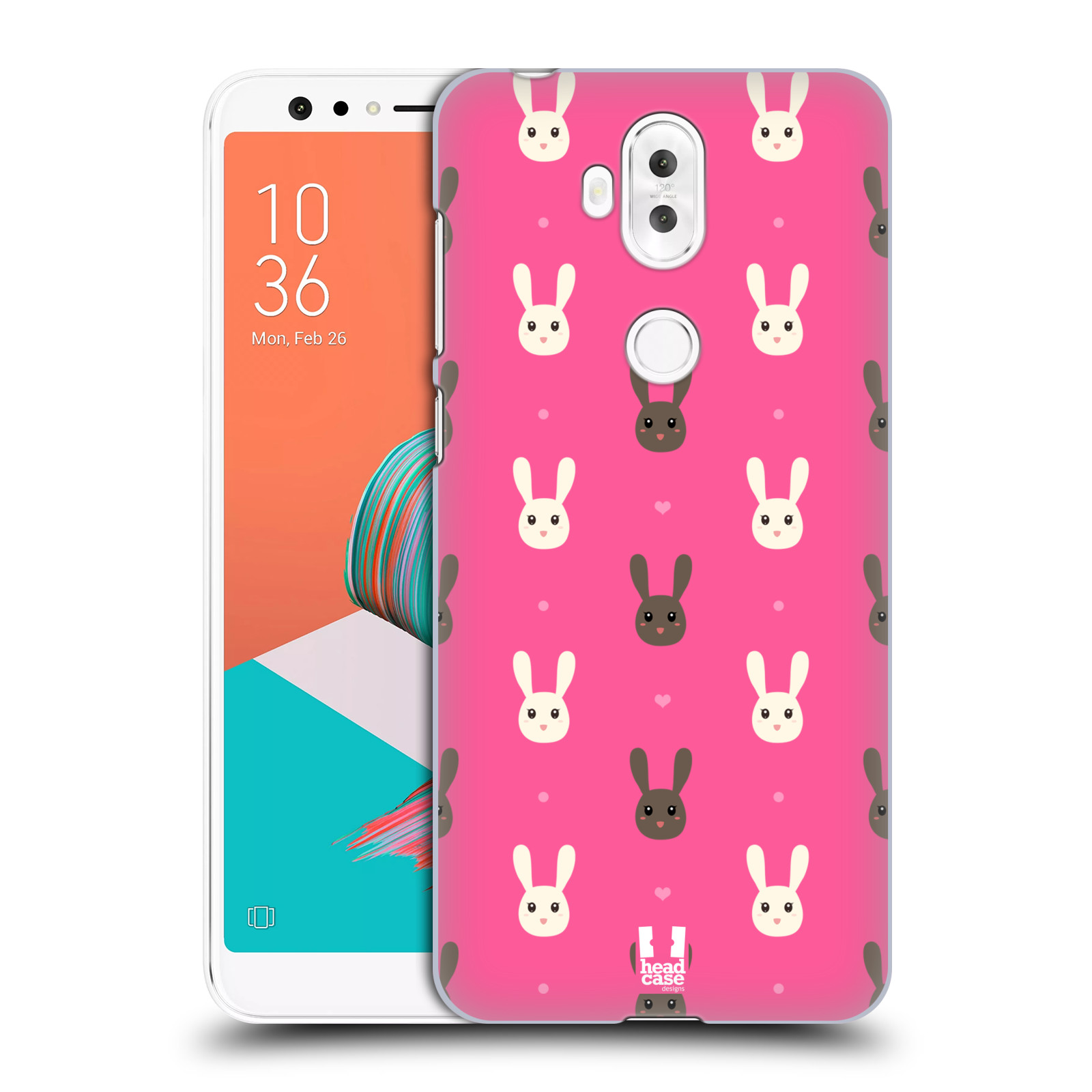 HEAD CASE plastový obal na mobil Asus Zenfone 5 LITE ZC600KL vzor Barevní zajíčci RŮŽOVÁ hnědý a bílý králíček