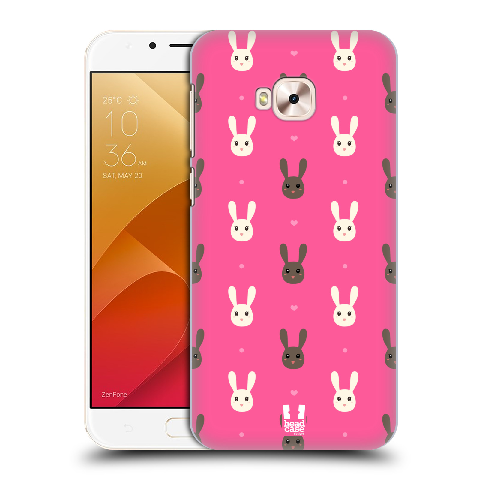 HEAD CASE plastový obal na mobil Asus Zenfone 4 Selfie Pro ZD552KL vzor Barevní zajíčci RŮŽOVÁ hnědý a bílý králíček