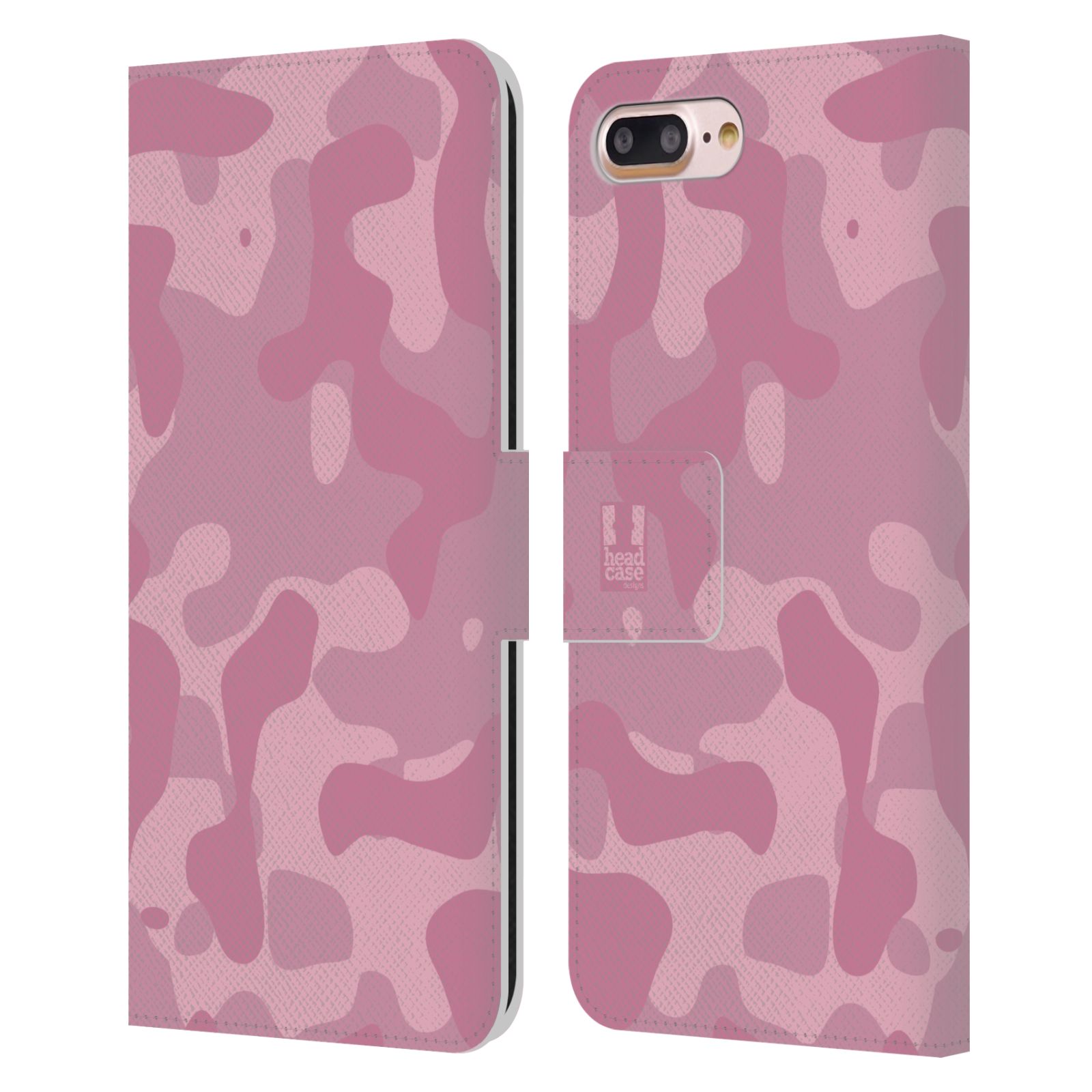 HEAD CASE Flipové pouzdro pro mobil Apple Iphone 7 PLUS / 8 PLUS lehká barevná kamufláž růžová