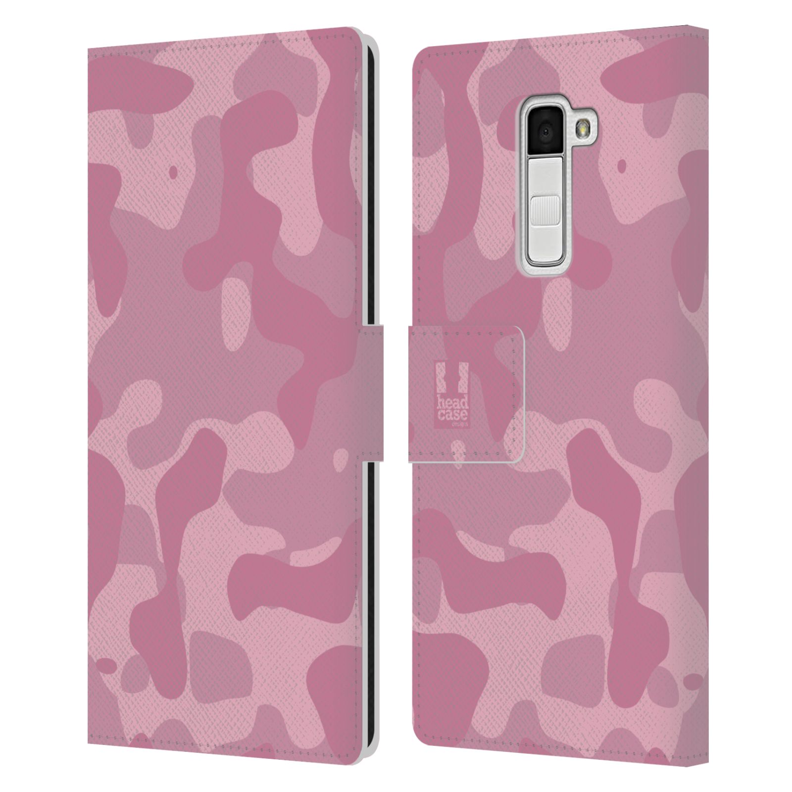 HEAD CASE Flipové pouzdro pro mobil LG K10 lehká barevná kamufláž růžová