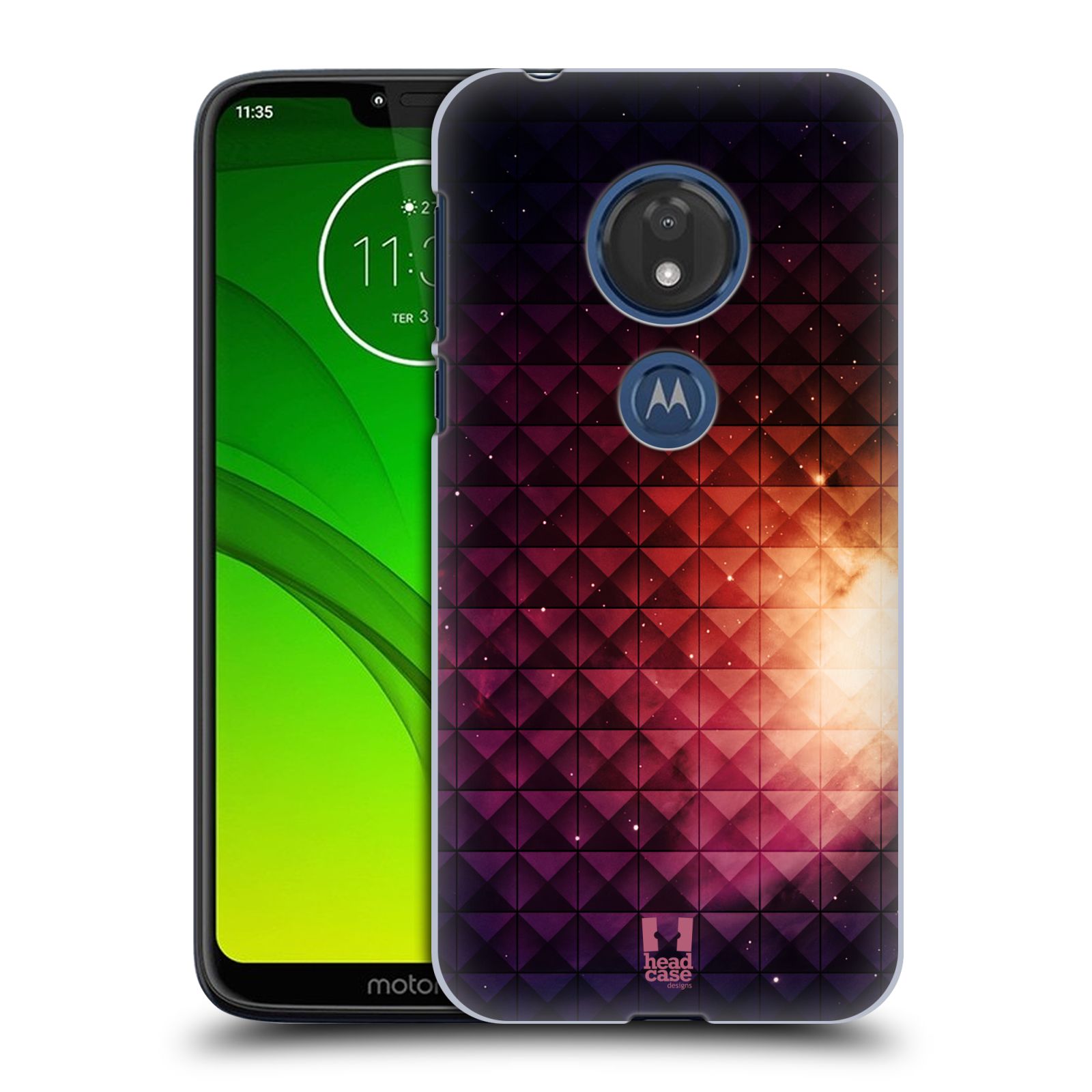 Pouzdro na mobil Motorola Moto G7 Play vzor Hvězdná obloha hvězdy a slunce ŽLUTÁ ZÁŘE
