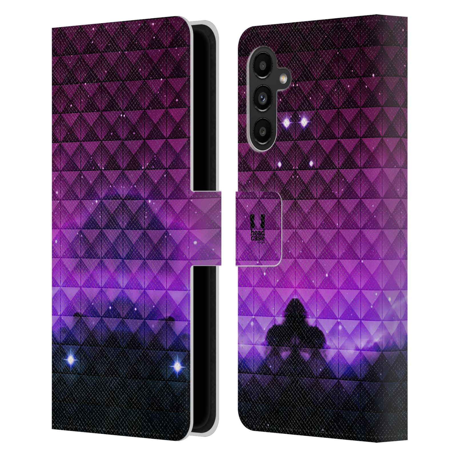Pouzdro HEAD CASE na mobil Samsung Galaxy A13 5G barevná vesmírná mlhovina fialová a černá