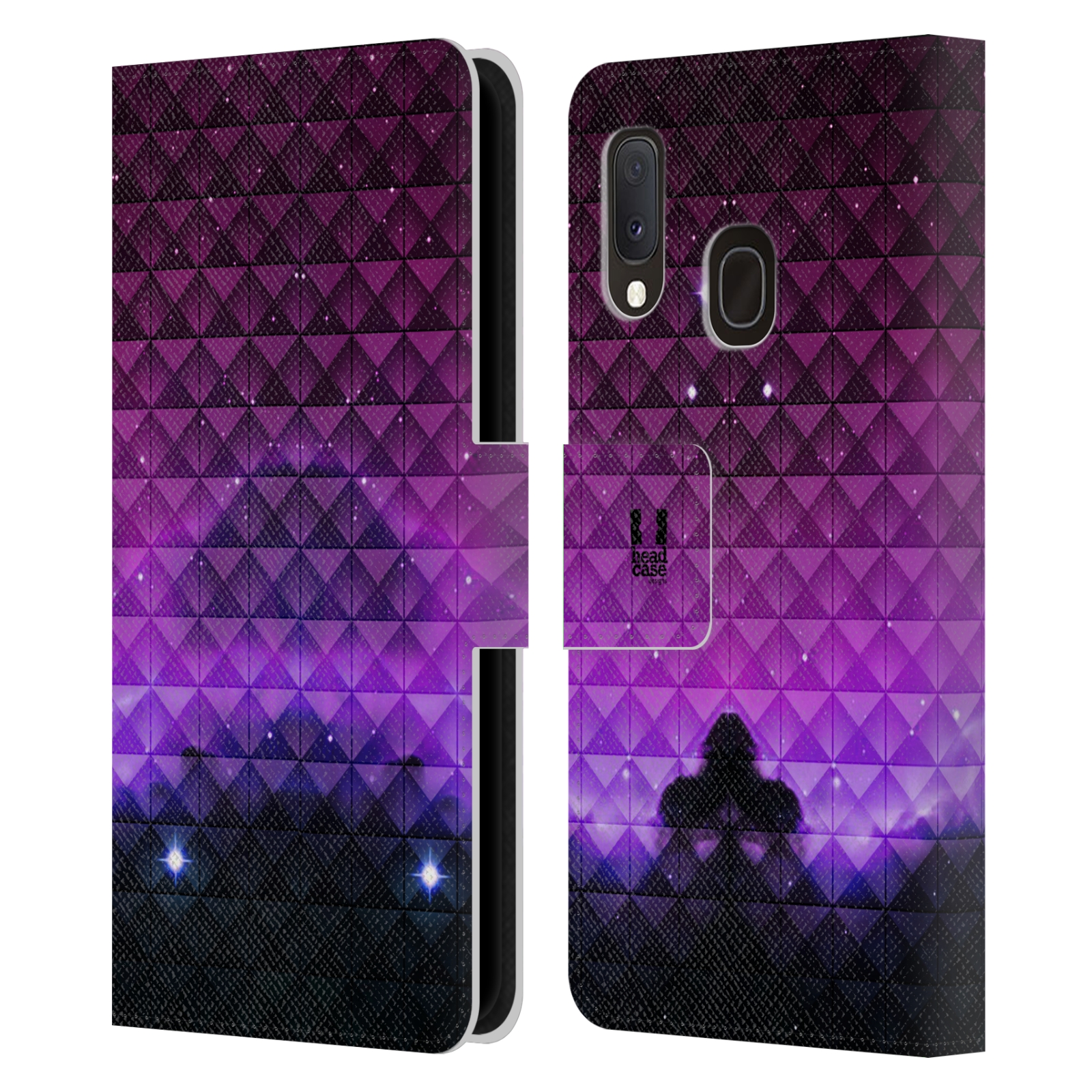 Pouzdro na mobil Samsung Galaxy A20e barevná vesmírná mlhovina fialová a černá