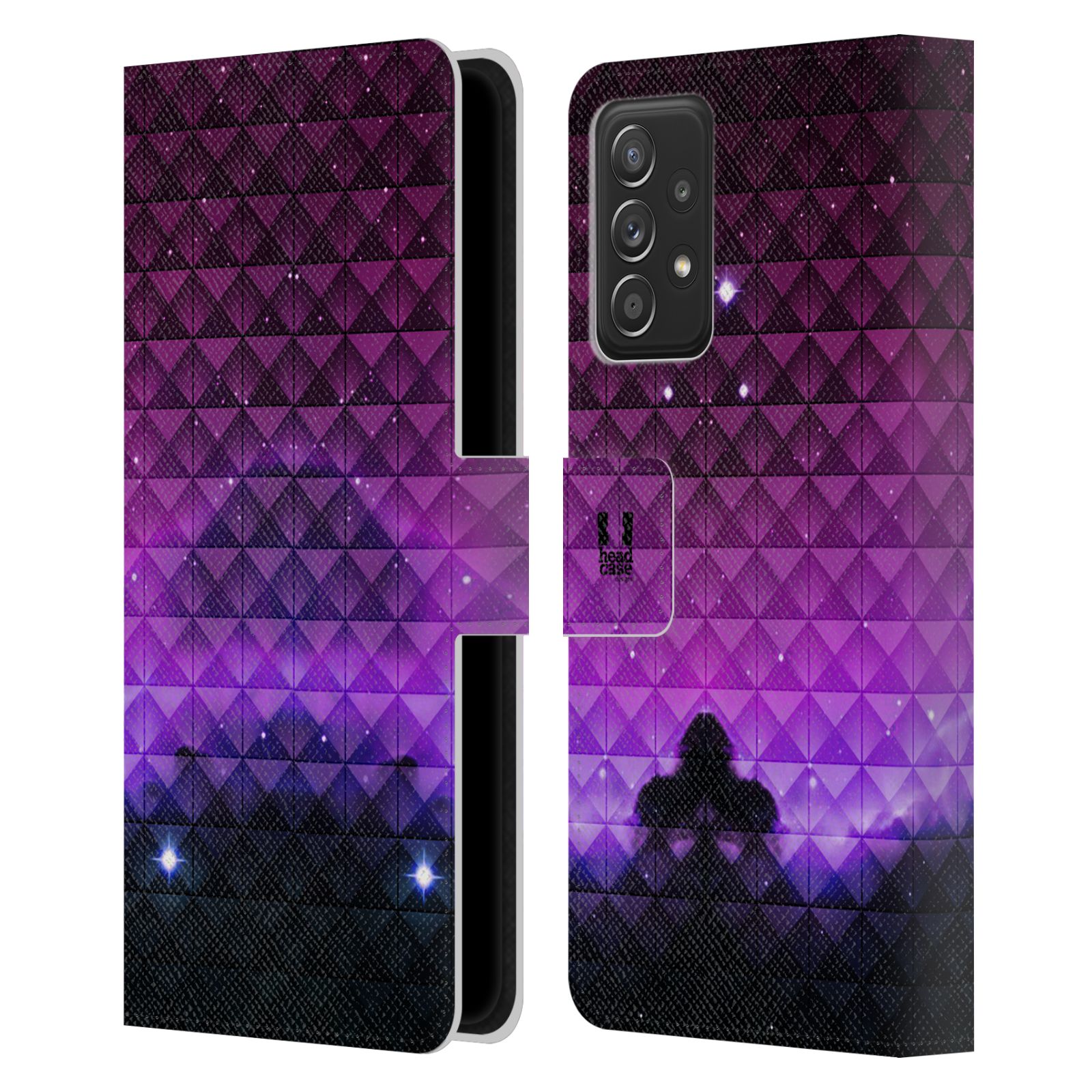 Pouzdro HEAD CASE na mobil Samsung Galaxy A52 / A52 5G / A52s 5G barevná vesmírná mlhovina fialová a černá