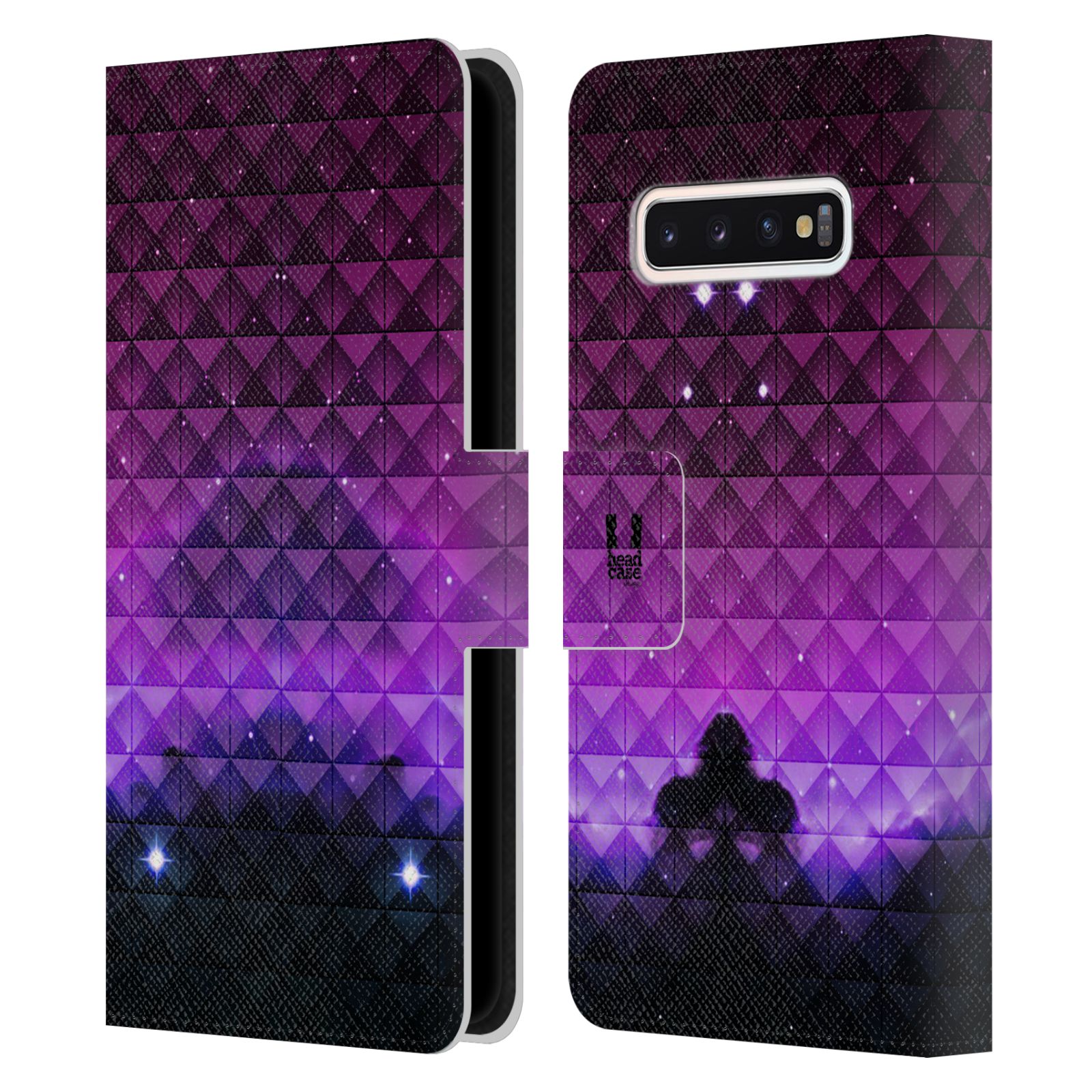 Pouzdro HEAD CASE na mobil Samsung Galaxy S10 barevná vesmírná mlhovina fialová a černá
