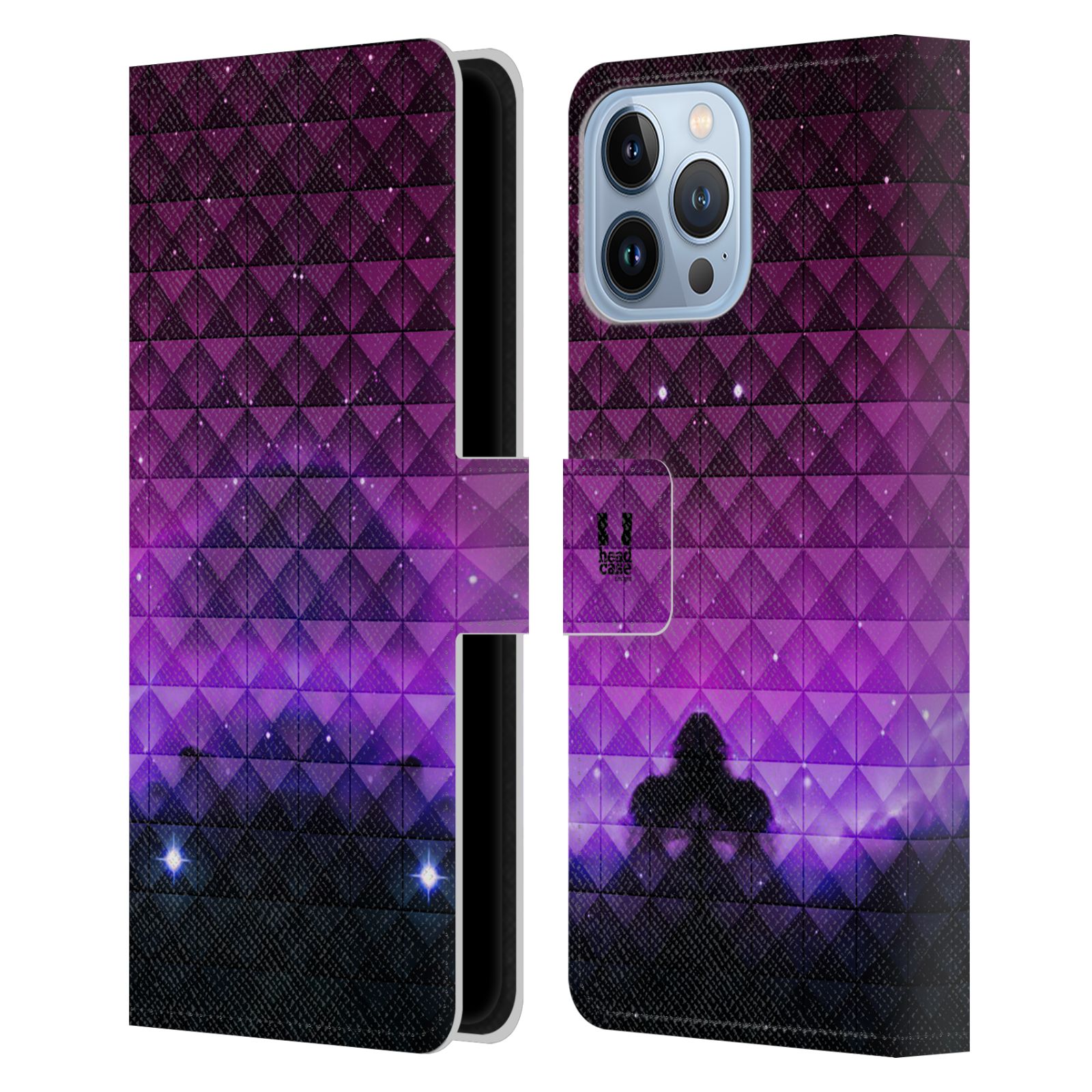 Pouzdro HEAD CASE na mobil Apple Iphone 13 PRO MAX barevná vesmírná mlhovina fialová a černá