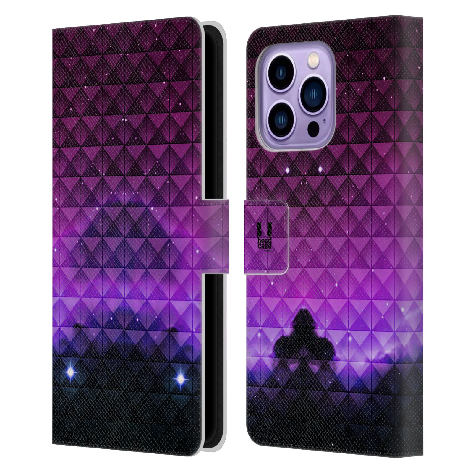 Pouzdro HEAD CASE na mobil Apple Iphone 14 PRO MAX barevná vesmírná mlhovina fialová a černá