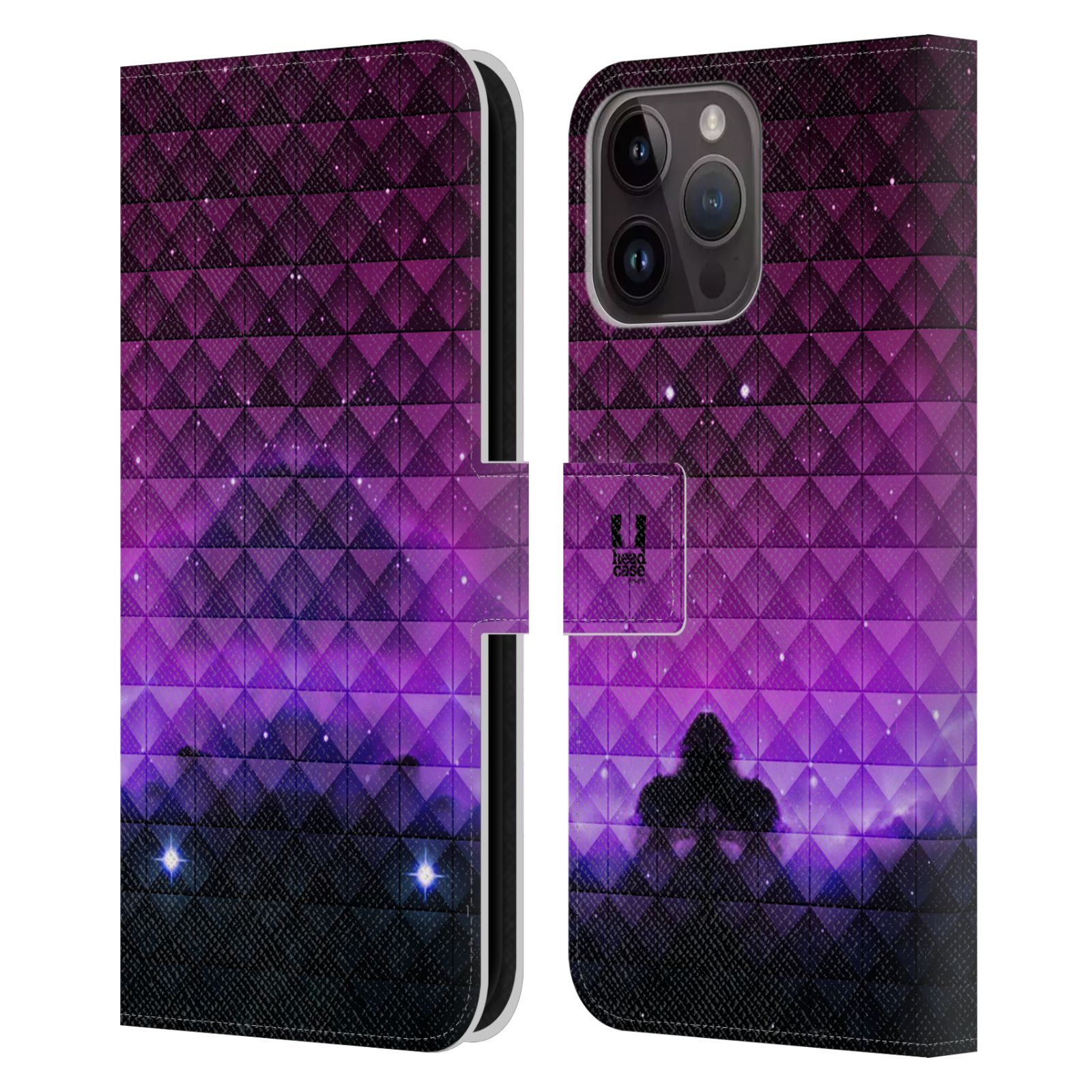 Pouzdro HEAD CASE na mobil Apple Iphone 15 PRO MAX barevná vesmírná mlhovina fialová a černá