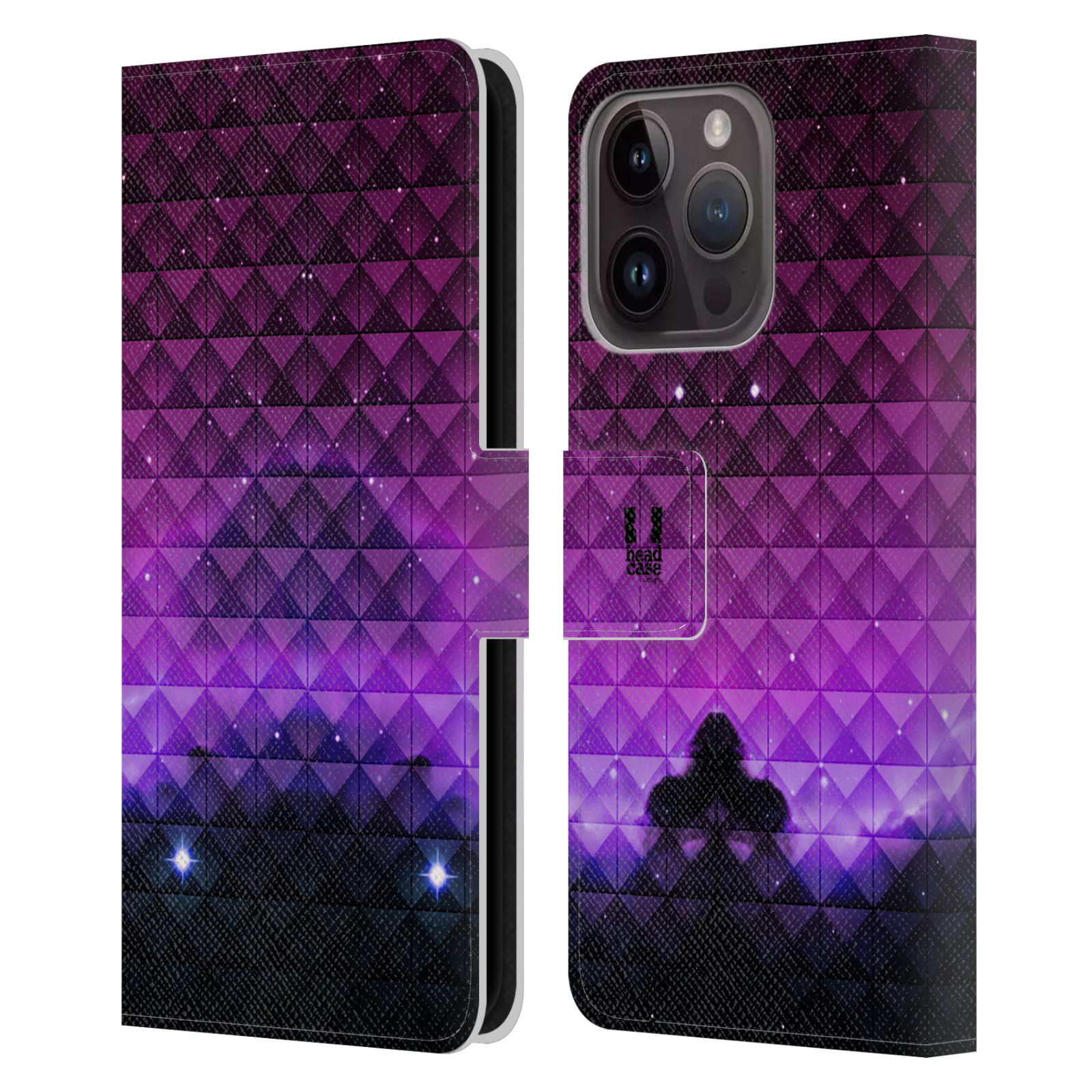 Pouzdro HEAD CASE na mobil Apple Iphone 15 PRO barevná vesmírná mlhovina fialová a černá