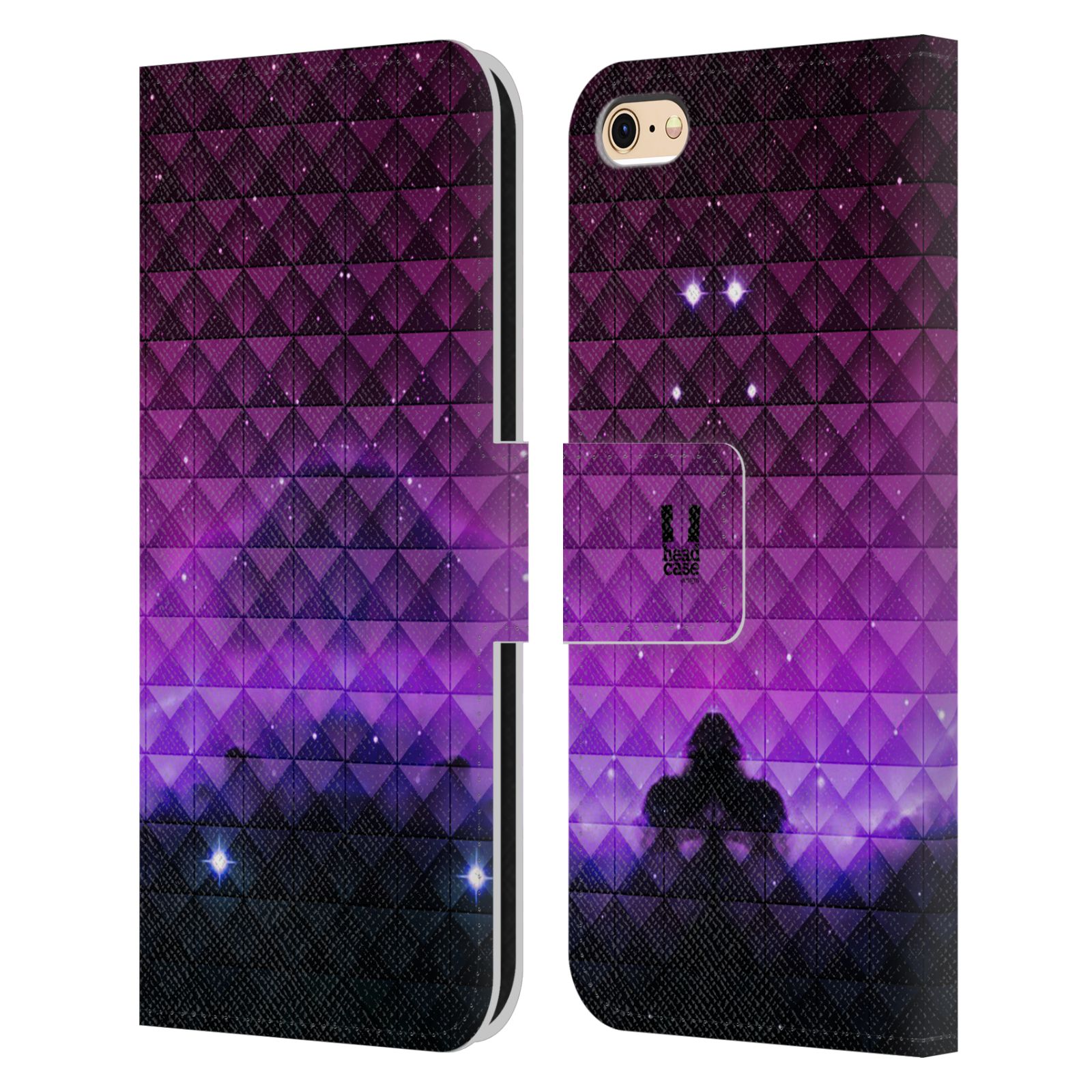 HEAD CASE Flipové pouzdro pro mobil Apple Iphone 6/6s barevná vesmírná mlhovina fialová a černá