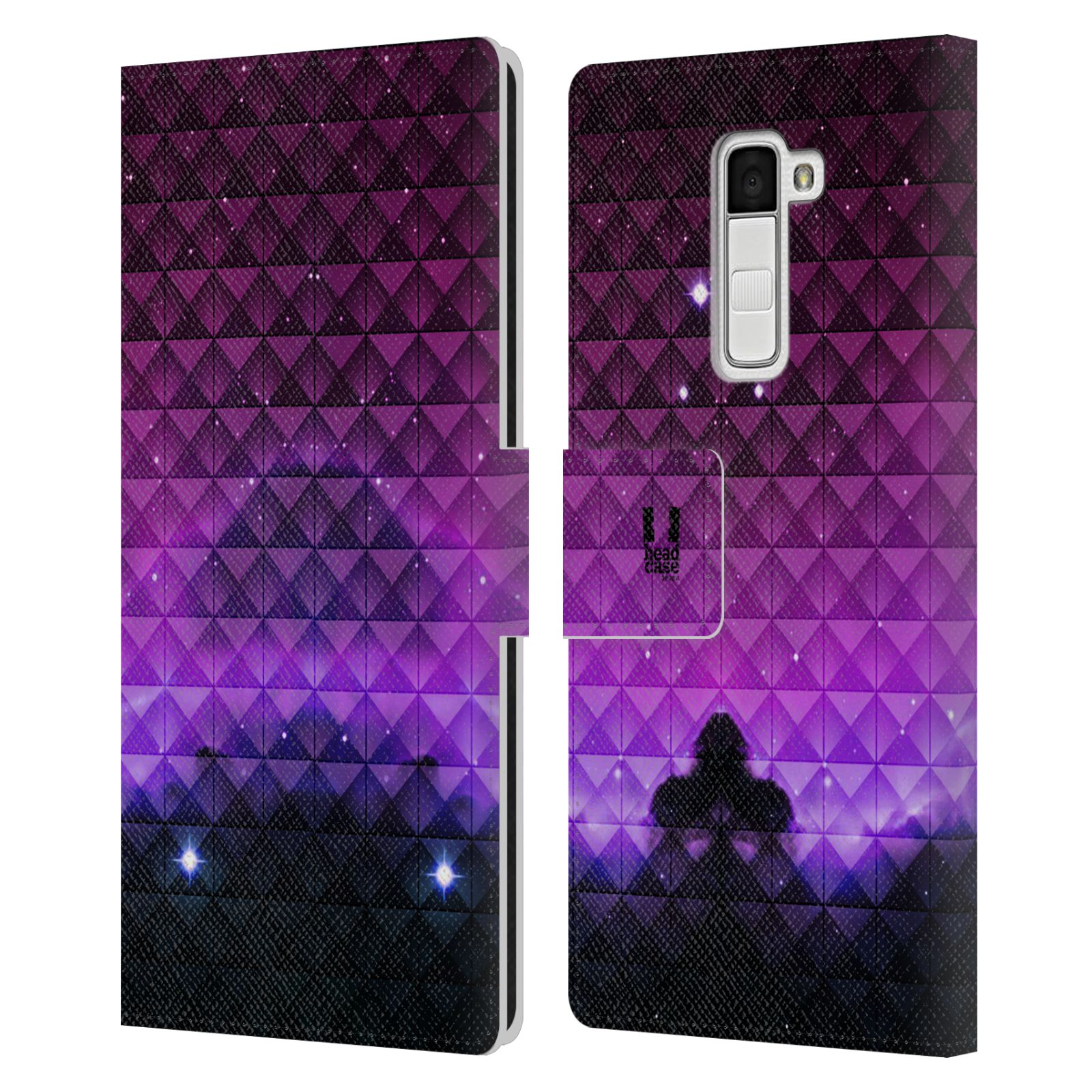 HEAD CASE Flipové pouzdro pro mobil LG K10 barevná vesmírná mlhovina fialová a černá