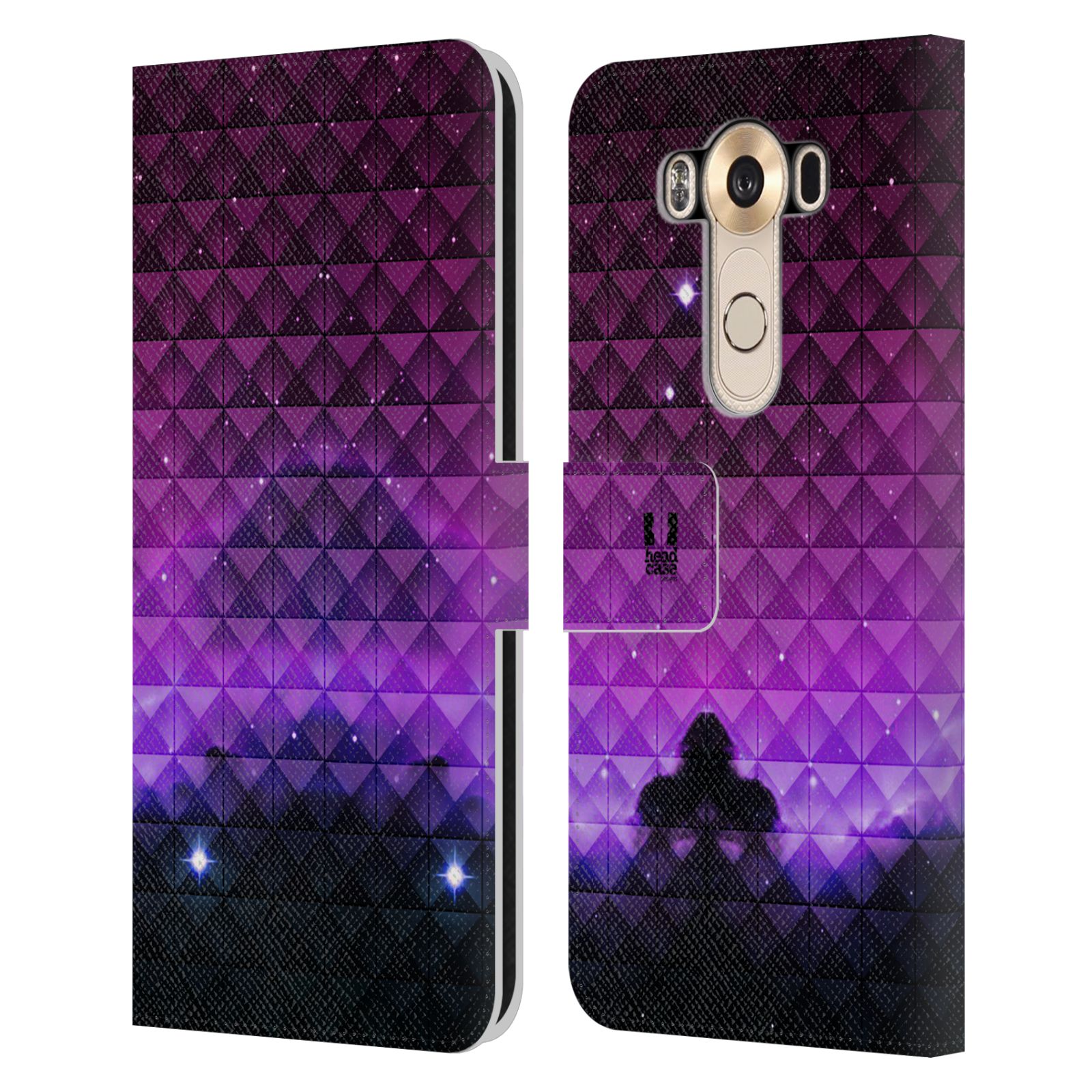 HEAD CASE Flipové pouzdro pro mobil LG V10 barevná vesmírná mlhovina fialová a černá