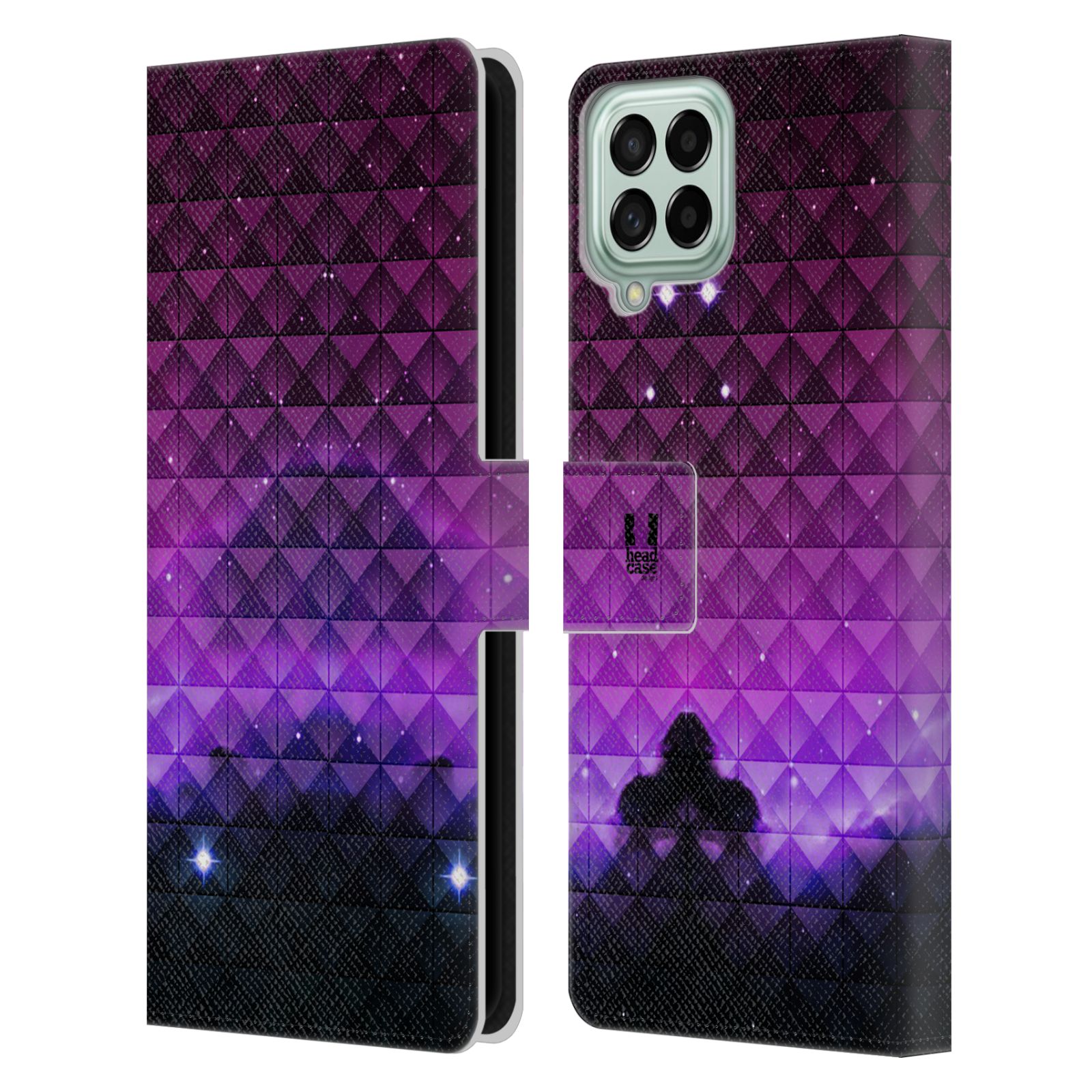 Pouzdro HEAD CASE na mobil Samsung Galaxy M53 5G barevná vesmírná mlhovina fialová a černá