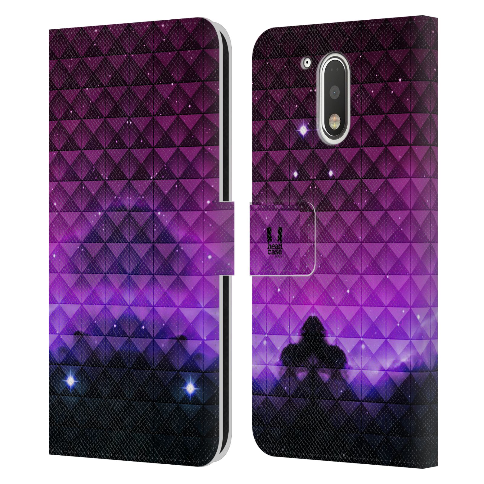 Pouzdro HEAD CASE na mobil Motorola Moto G41 barevná vesmírná mlhovina fialová a černá