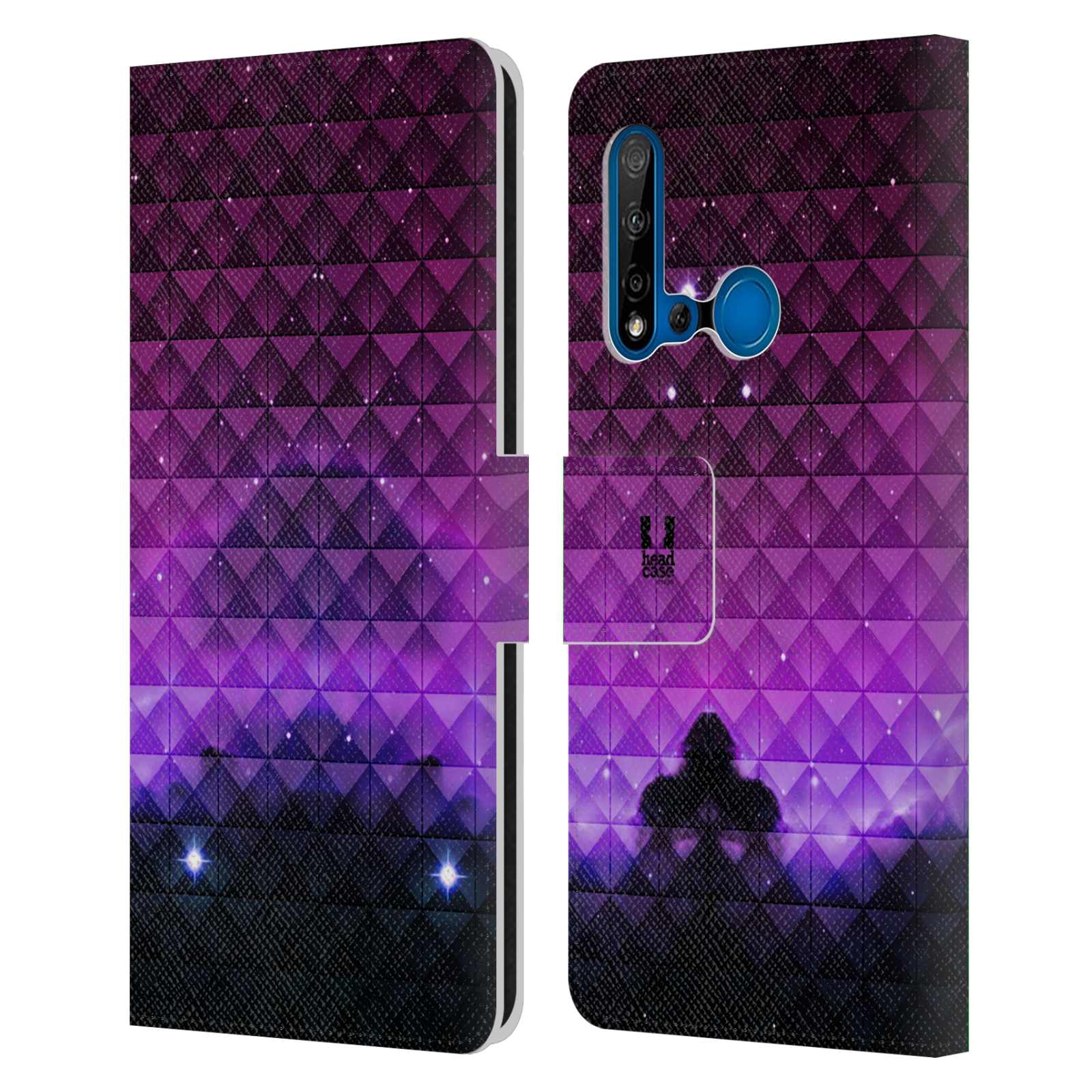 Pouzdro na mobil Huawei P20 LITE 2019 barevná vesmírná mlhovina fialová a černá