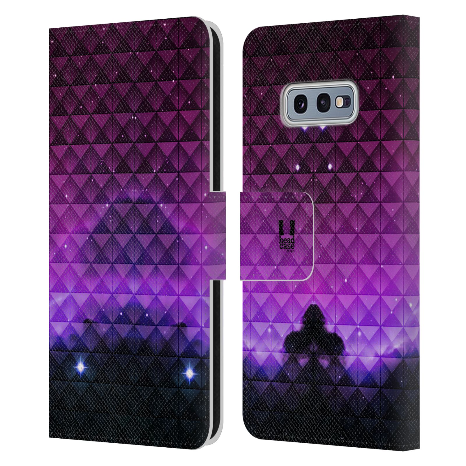 Pouzdro HEAD CASE na mobil Samsung Galaxy S10e barevná vesmírná mlhovina fialová a černá