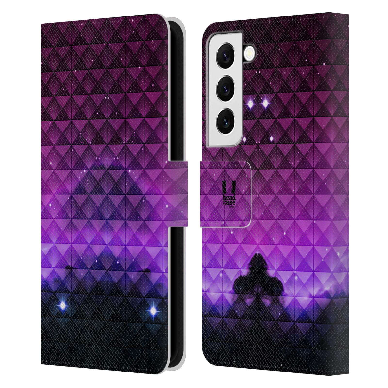 Pouzdro HEAD CASE na mobil Samsung Galaxy S22 / S22 5G barevná vesmírná mlhovina fialová a černá