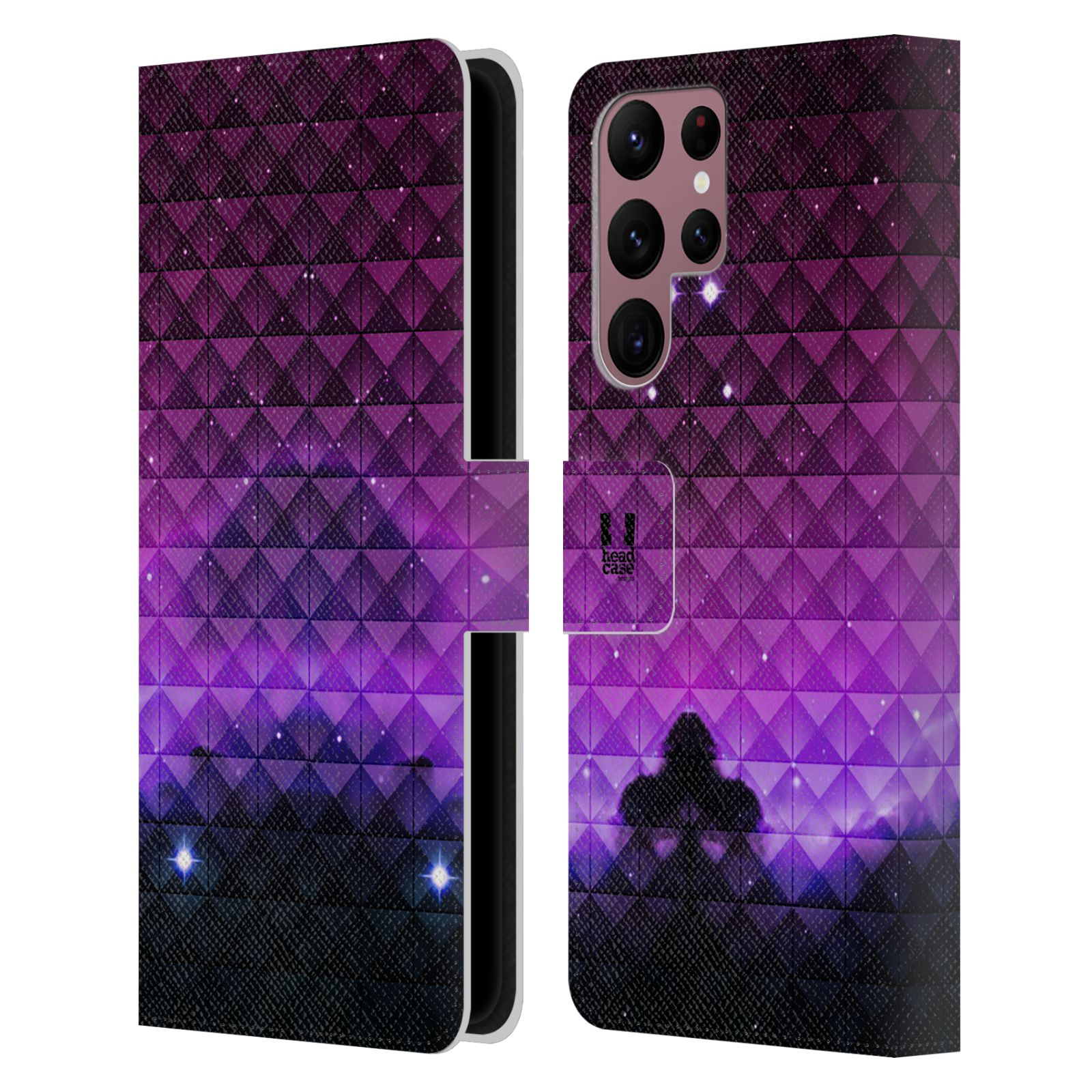 Pouzdro HEAD CASE na mobil Samsung Galaxy S22 ULTRA 5G barevná vesmírná mlhovina fialová a černá