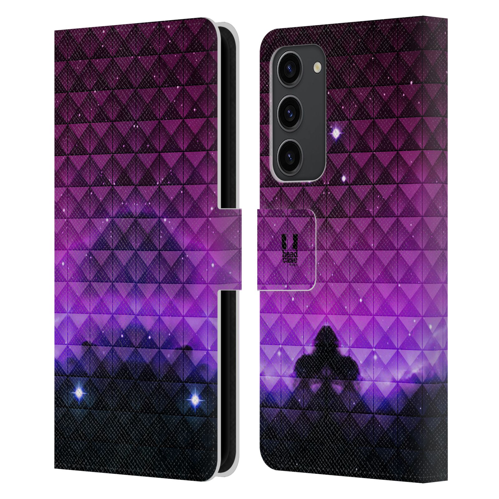 Pouzdro HEAD CASE na mobil Samsung Galaxy S23+ barevná vesmírná mlhovina fialová a černá