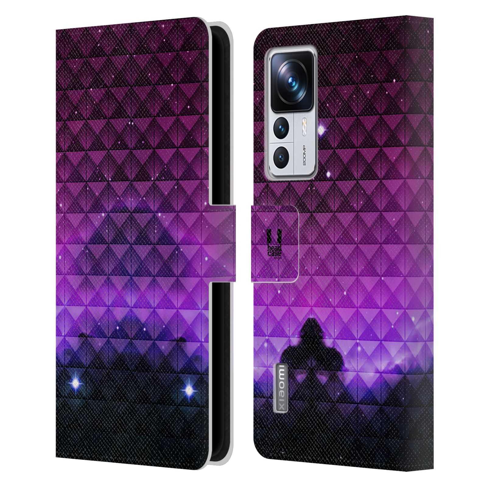 Pouzdro HEAD CASE na mobil Xiaomi 12T PRO barevná vesmírná mlhovina fialová a černá