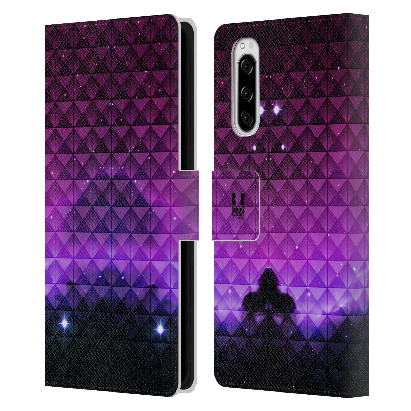 Pouzdro na mobil Sony Xperia 5 barevná vesmírná mlhovina fialová a černá