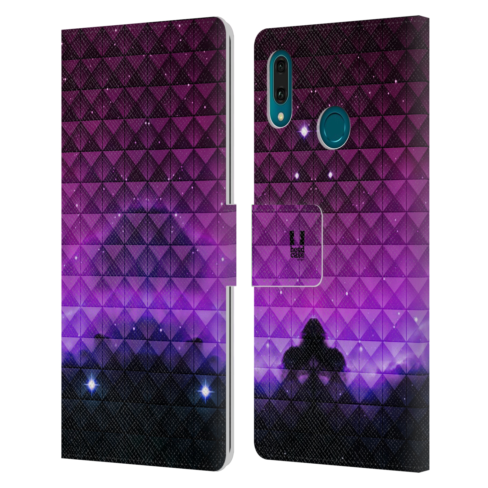 Pouzdro na mobil Huawei Y9 2019 barevná vesmírná mlhovina fialová a černá