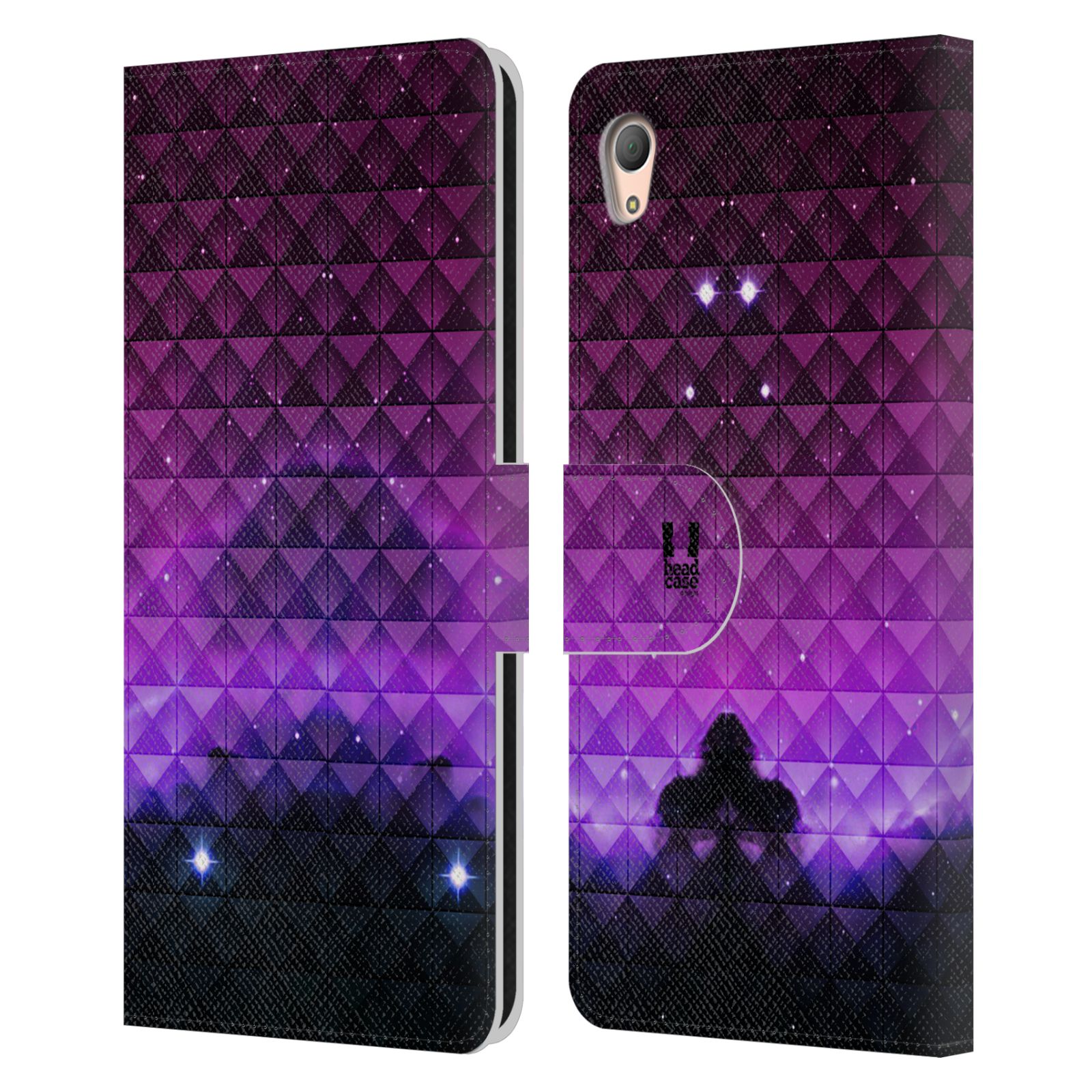 HEAD CASE Flipové pouzdro pro mobil SONY XPERIA Z3+ (PLUS) barevná vesmírná mlhovina fialová a černá