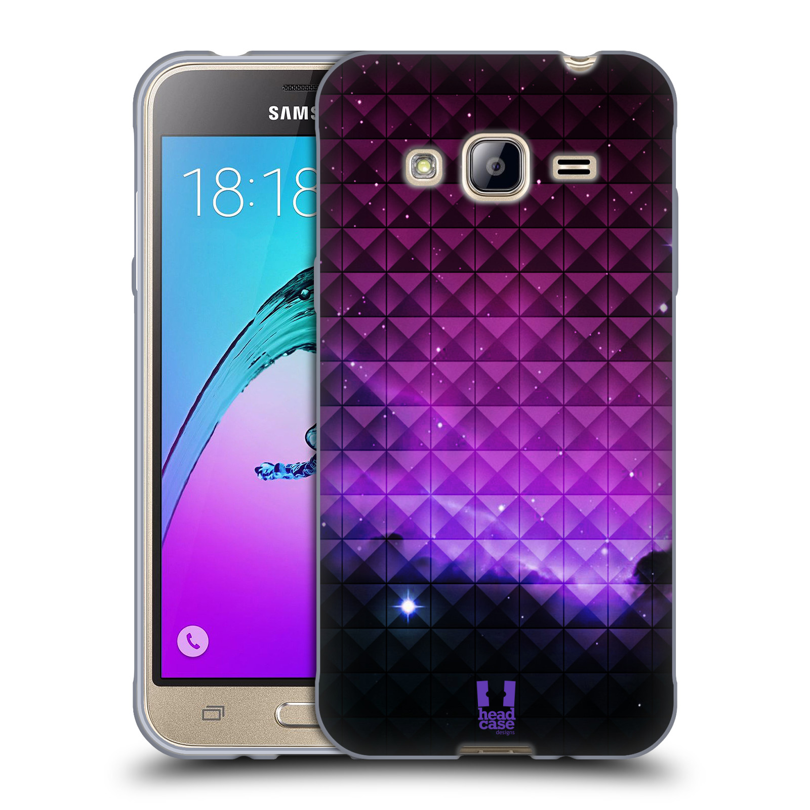 HEAD CASE silikonový obal na mobil Samsung Galaxy J3, J3 2016 vzor Hvězdná obloha hvězdy a slunce FIALOVÁ