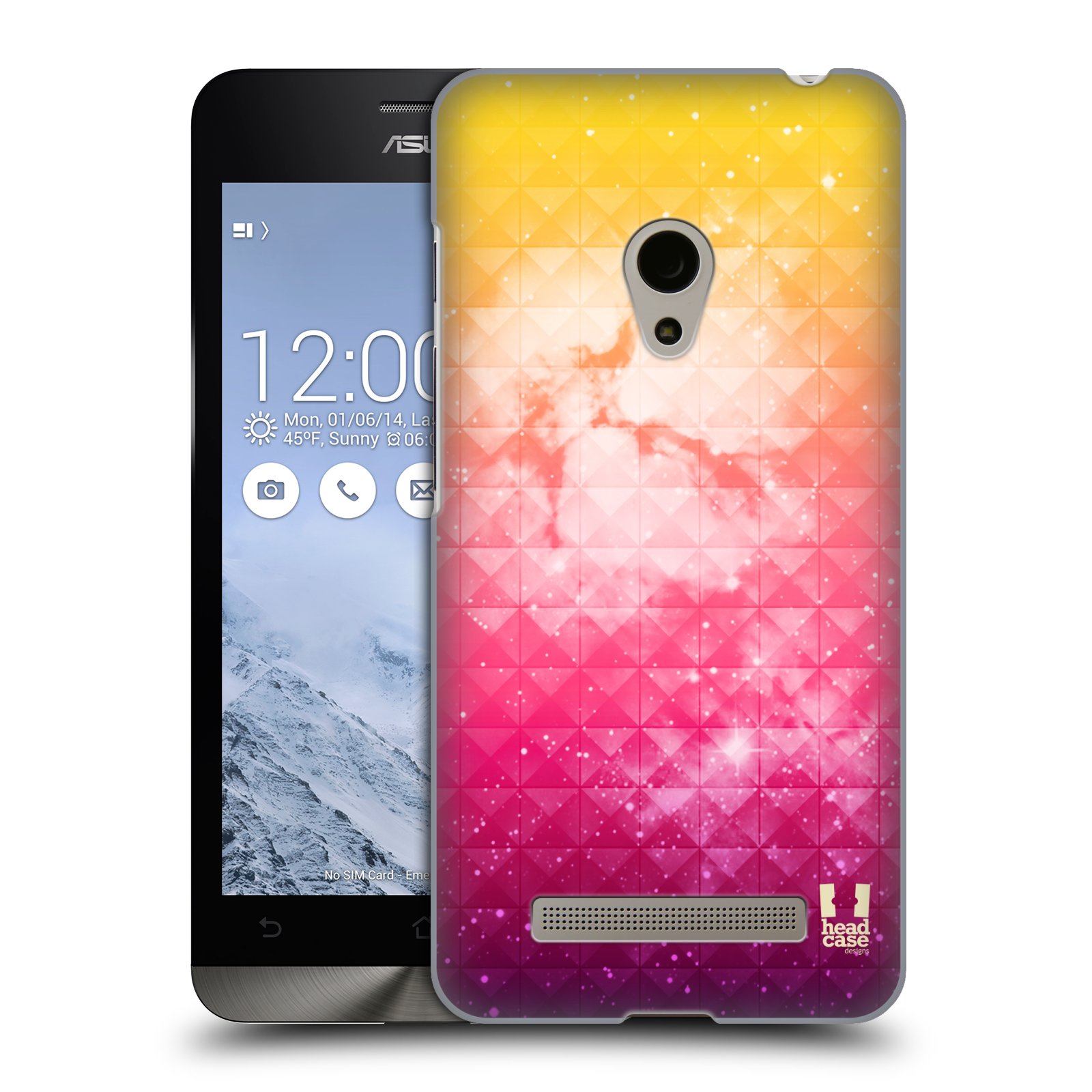 HEAD CASE plastový obal na mobil Asus Zenfone 5 vzor Hvězdná obloha hvězdy a slunce ŽLUTÁ A RŮŽOVÁ