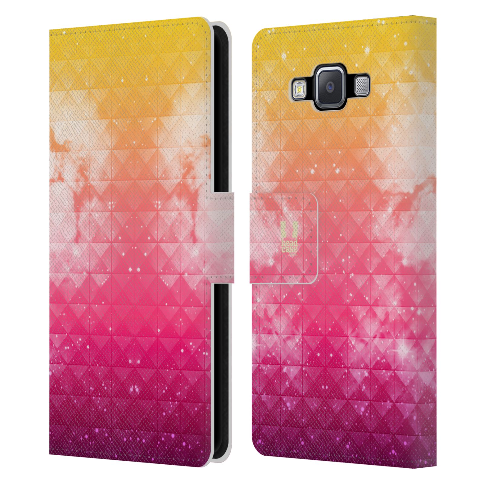 HEAD CASE Flipové pouzdro pro mobil Samsung Galaxy A5 barevná vesmírná mlhovina oranžová a růžová