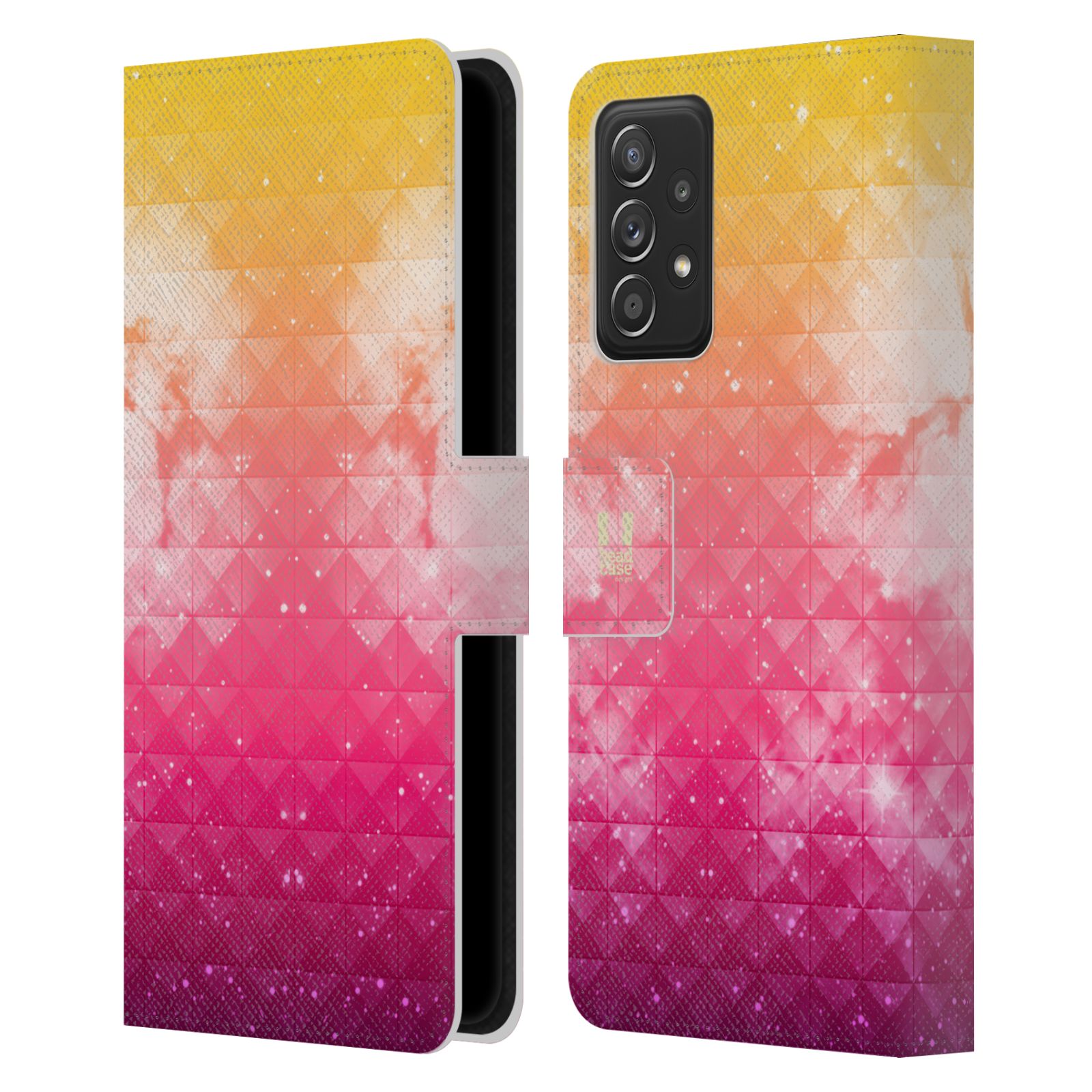 Pouzdro HEAD CASE na mobil Samsung Galaxy A52 / A52 5G / A52s 5G barevná vesmírná mlhovina oranžová a růžová