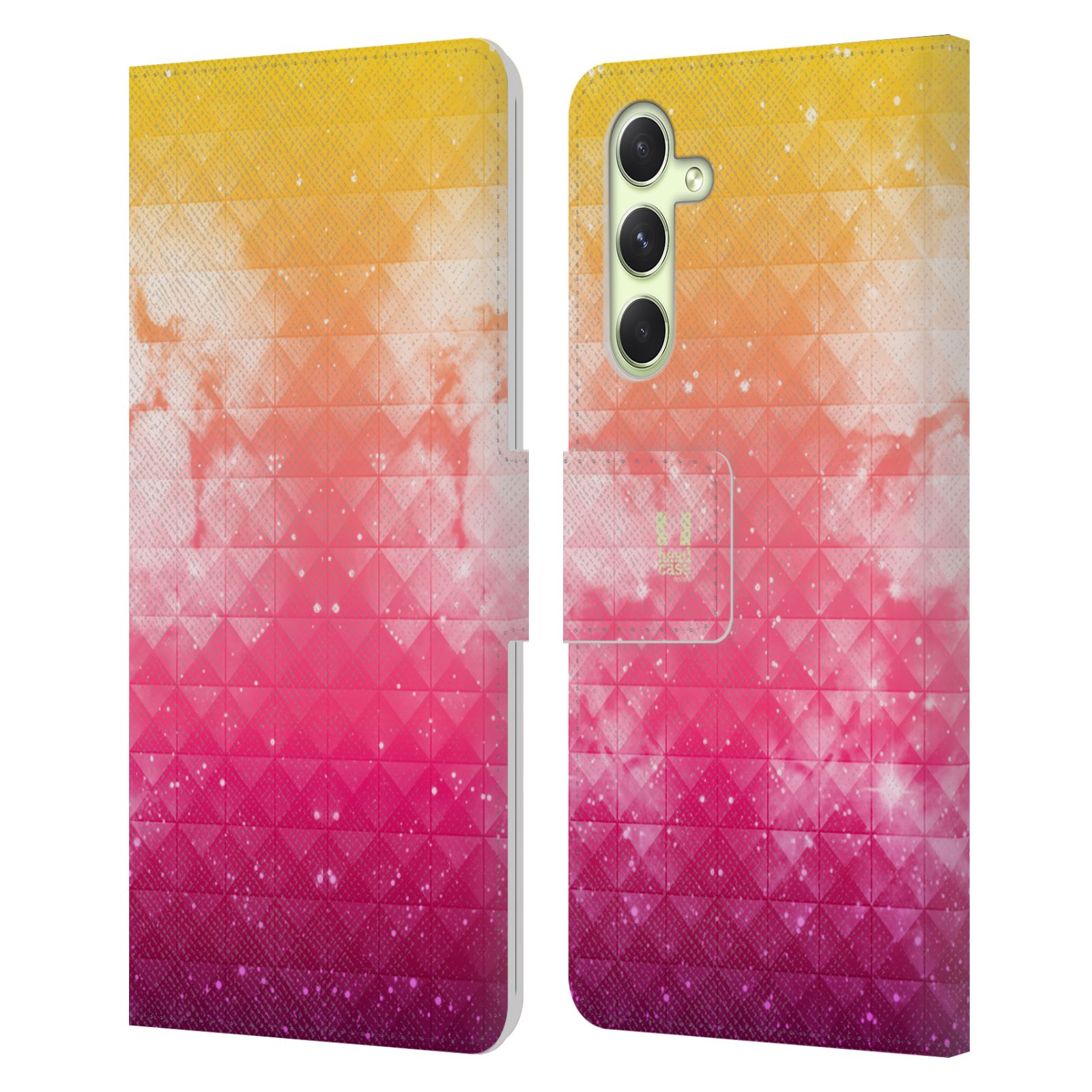Pouzdro HEAD CASE na mobil Samsung Galaxy A54 5G barevná vesmírná mlhovina oranžová a růžová