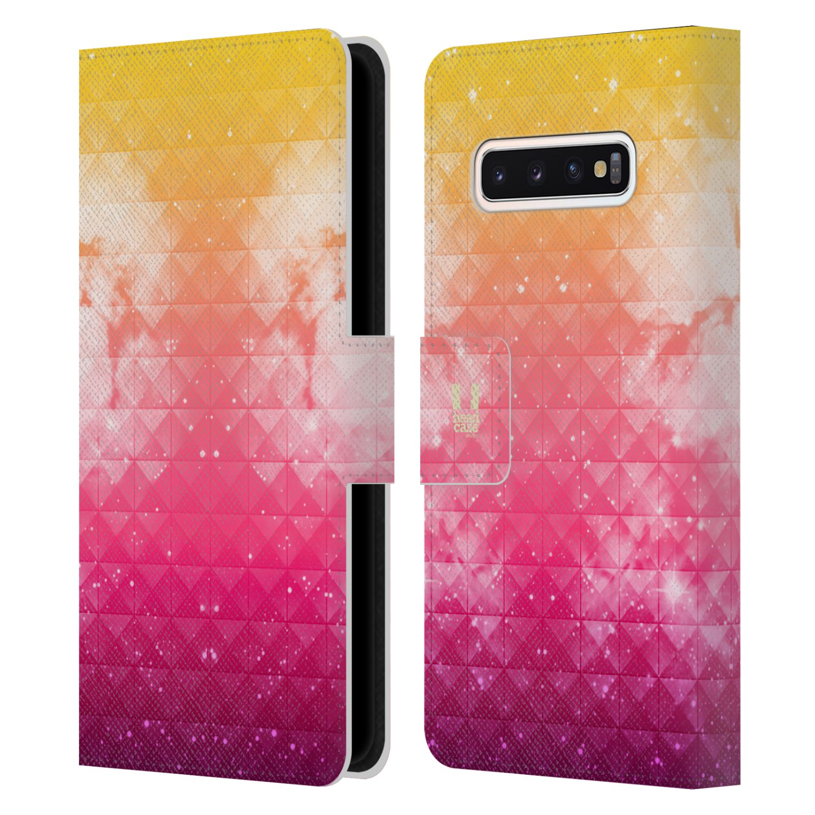 Pouzdro HEAD CASE na mobil Samsung Galaxy S10 barevná vesmírná mlhovina oranžová a růžová