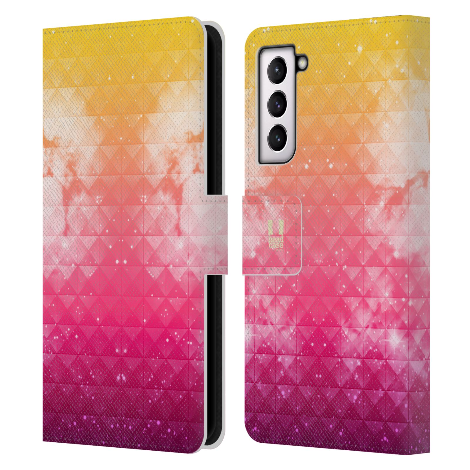 Pouzdro HEAD CASE na mobil Samsung Galaxy S21 / S21 5G barevná vesmírná mlhovina oranžová a růžová